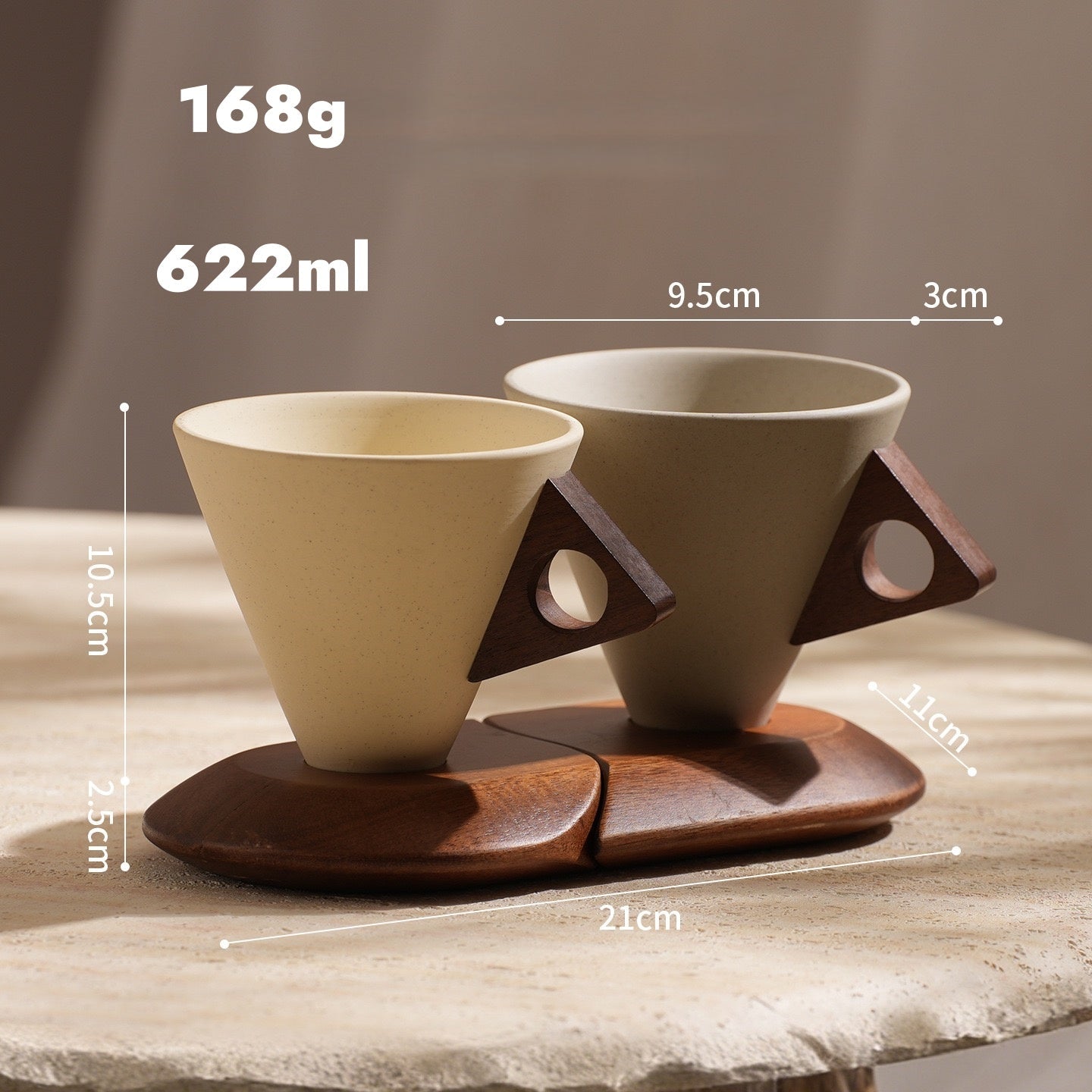 2 Pcs Handmade Rustic Stoneware Mug (250ml)