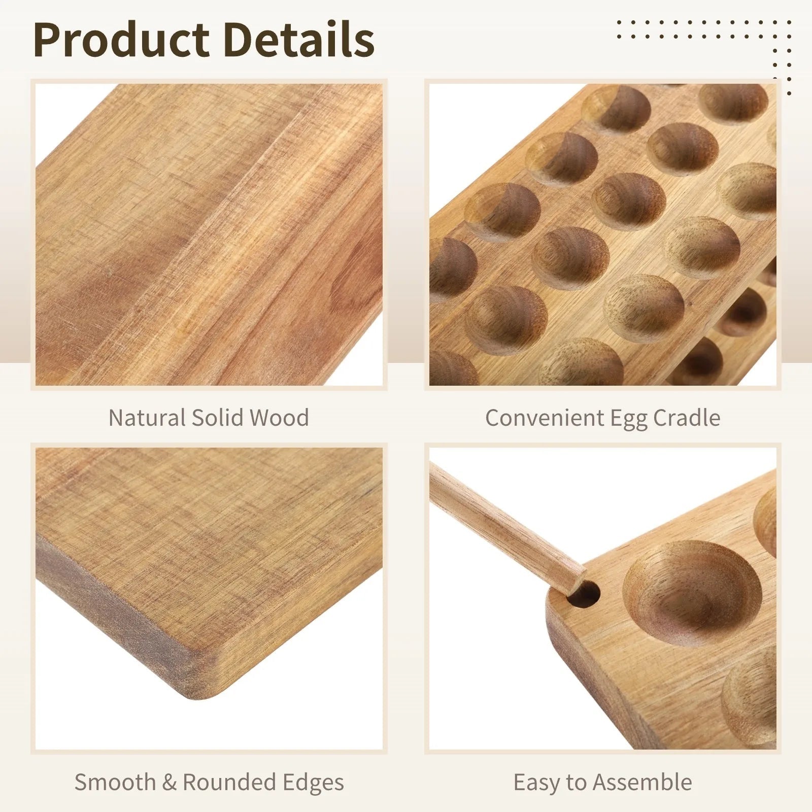 2 - Tier Wooden Egg Holder – Countertop Egg Storage Rack - OakoryOakory