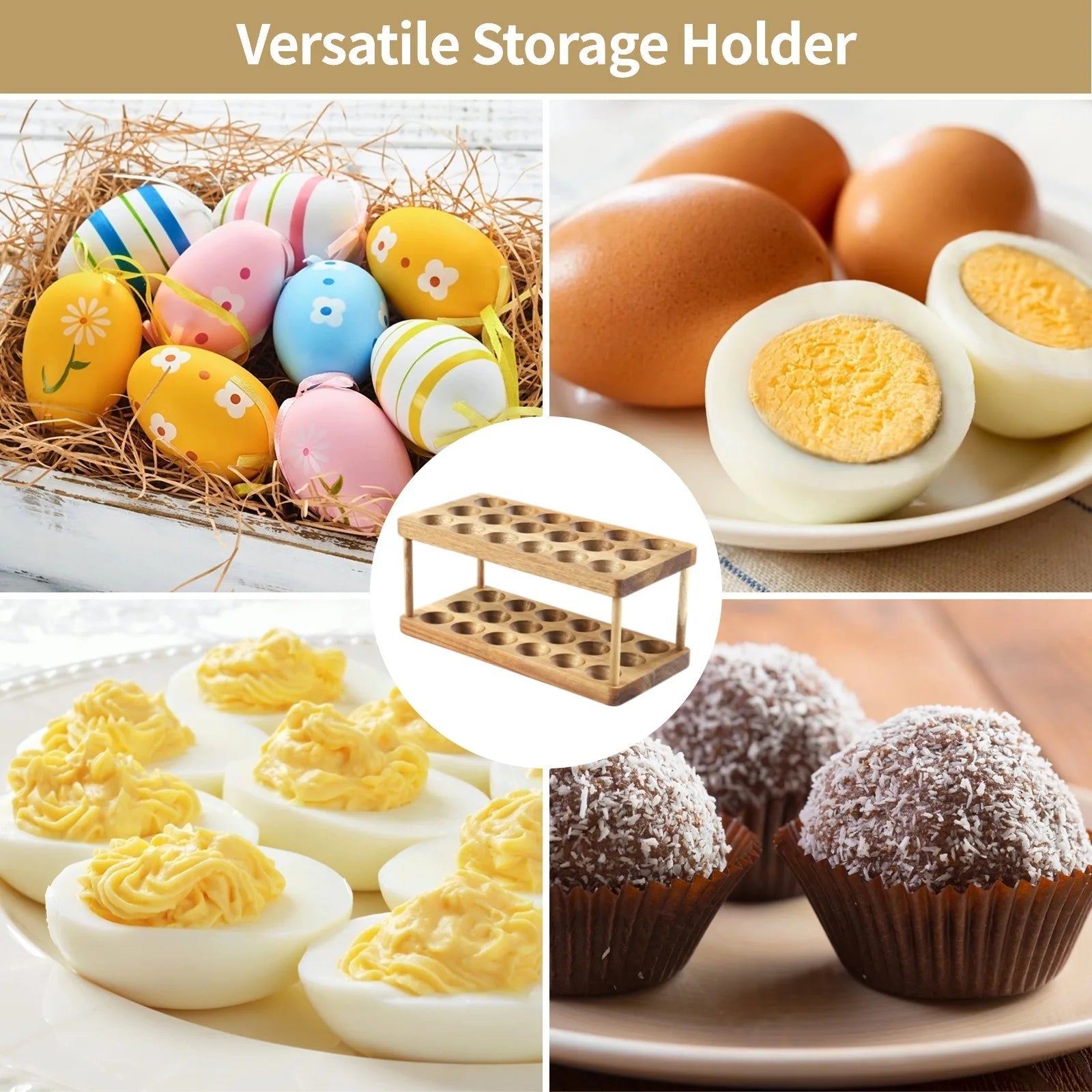2 - Tier Wooden Egg Holder – Countertop Egg Storage Rack - OakoryOakory
