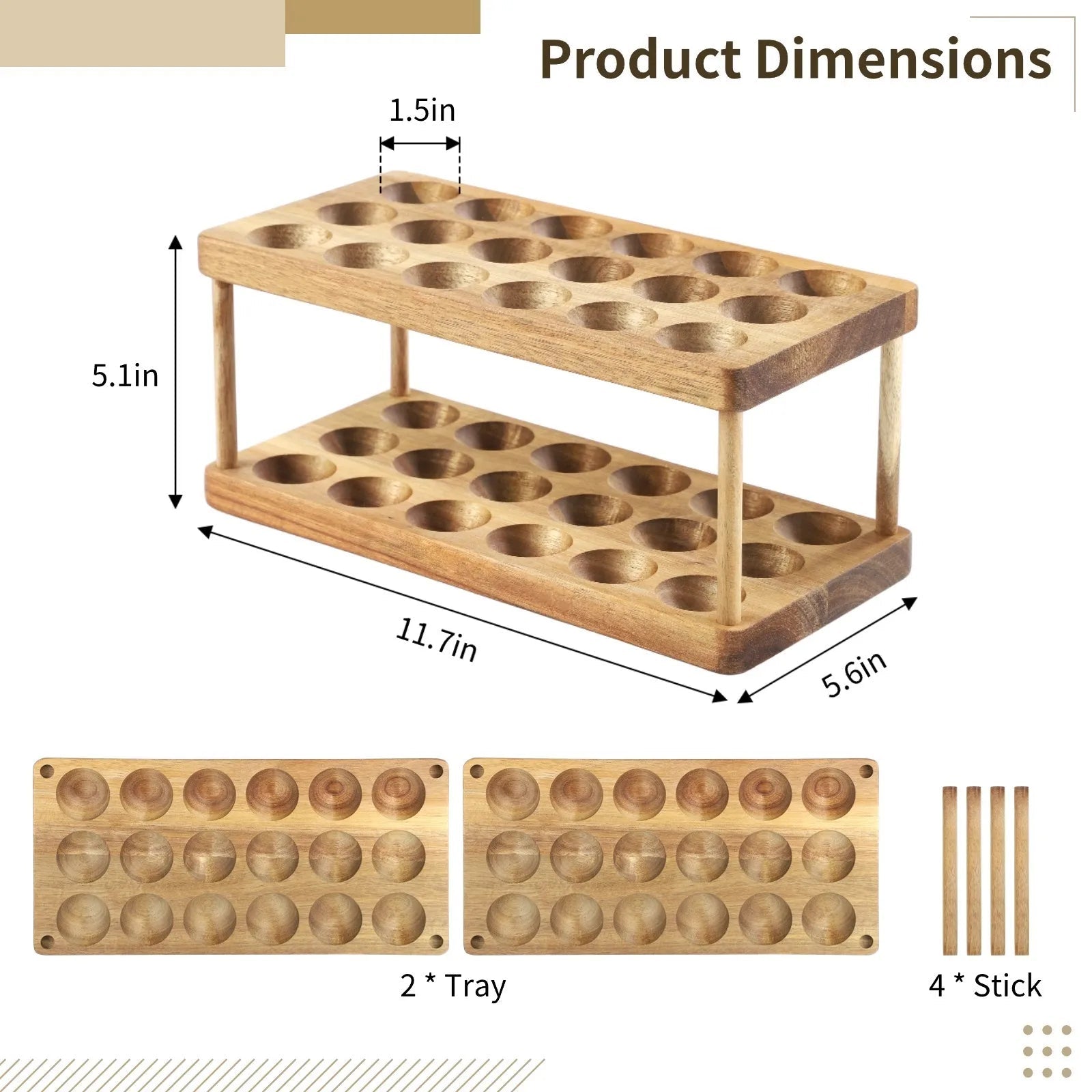 2 - Tier Wooden Egg Holder – Countertop Egg Storage Rack - OakoryOakory