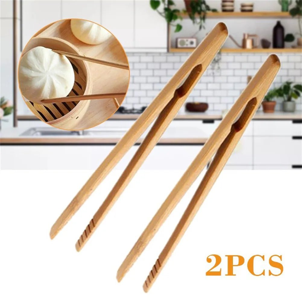 7 - Inch Bamboo Toaster Tongs | 2 - Piece Set - OakoryOakory