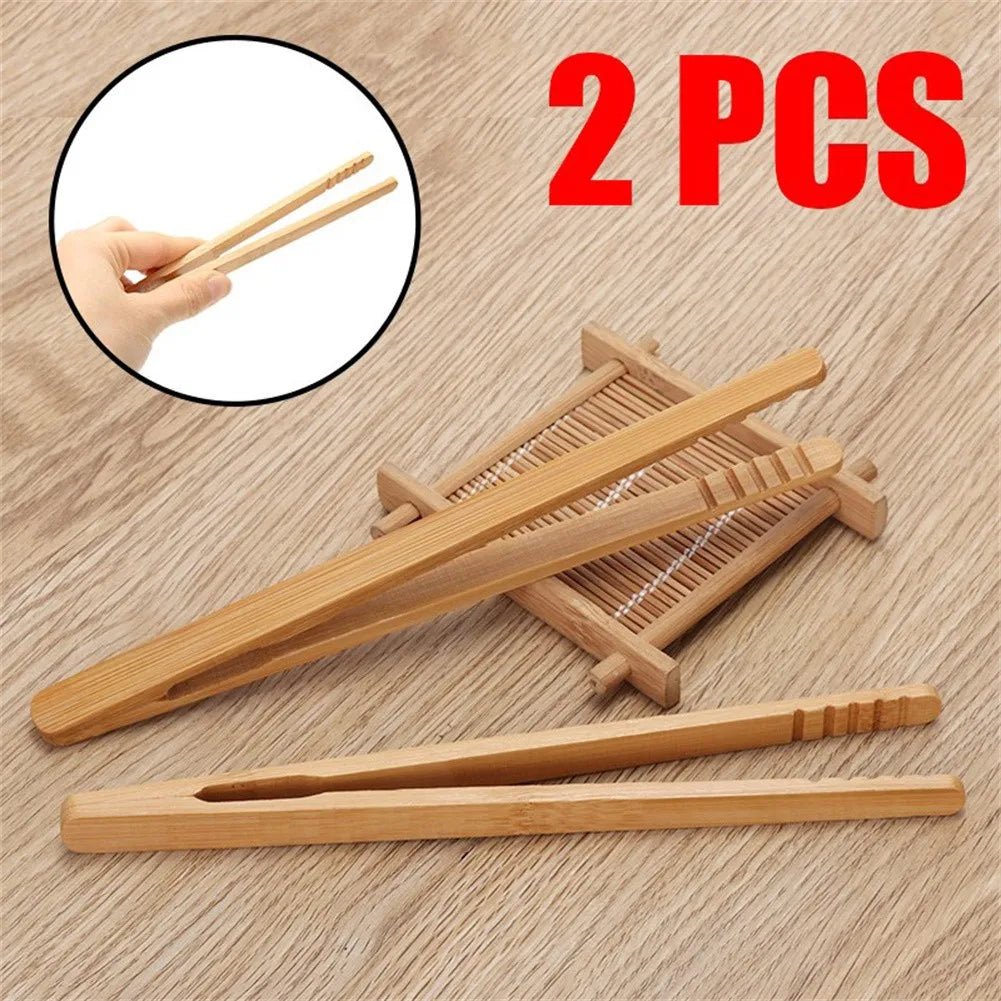 7 - Inch Bamboo Toaster Tongs | 2 - Piece Set - OakoryOakory