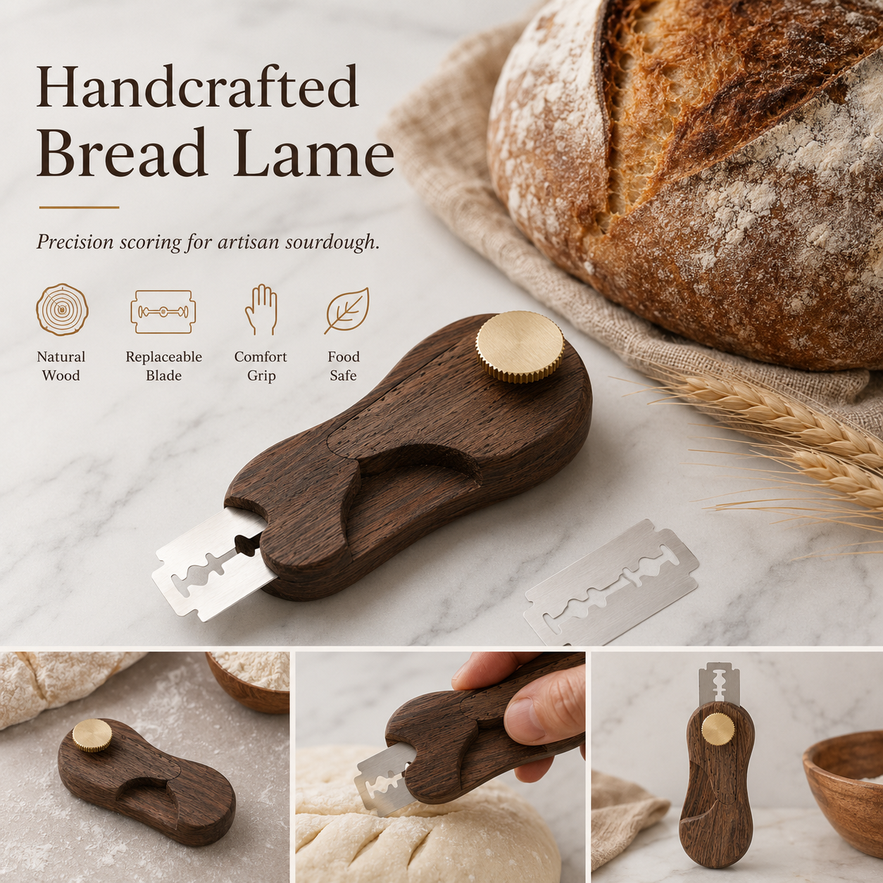 Walnut Wood Sourdough Bread Lame & Scoring Tool