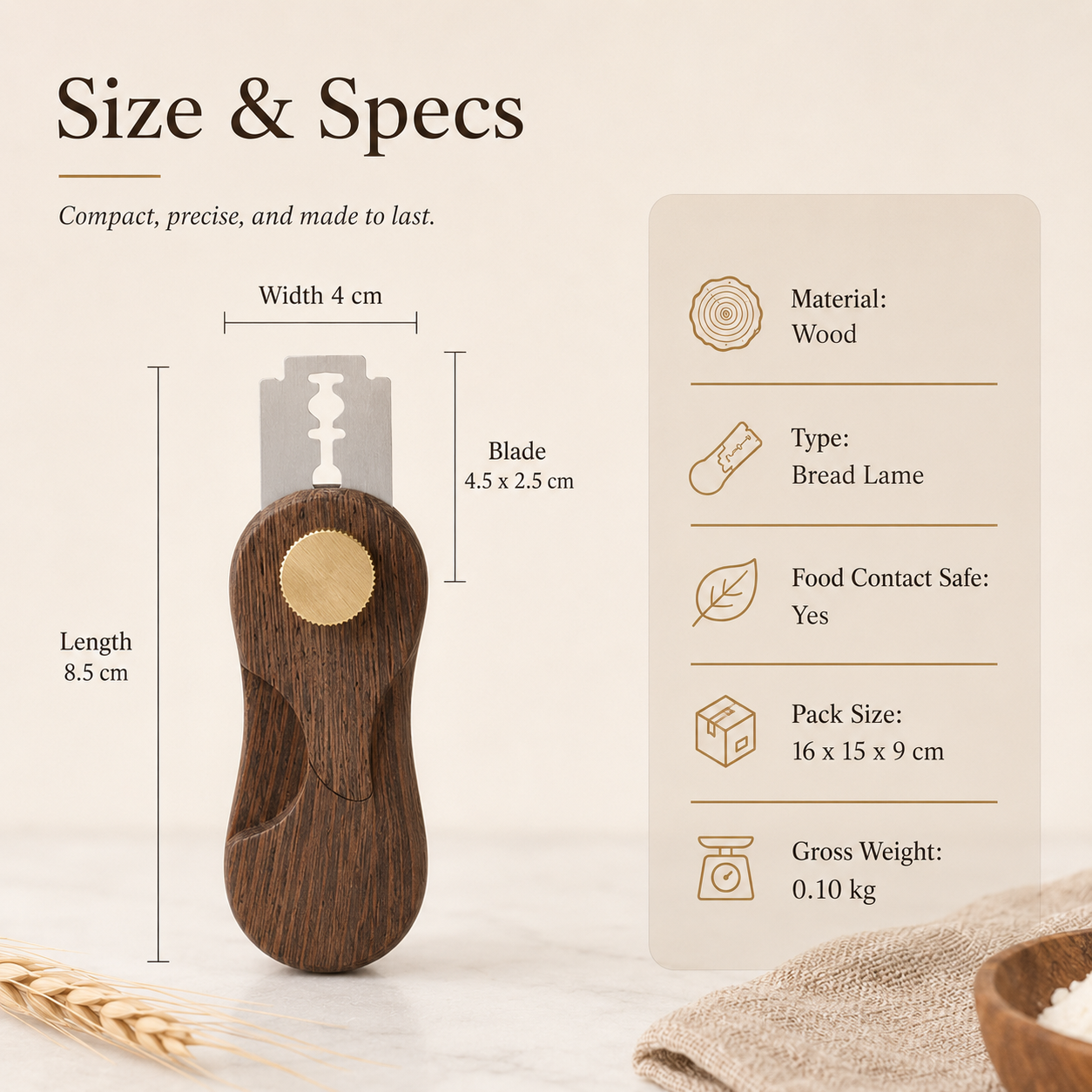 Walnut Wood Sourdough Bread Lame & Scoring Tool