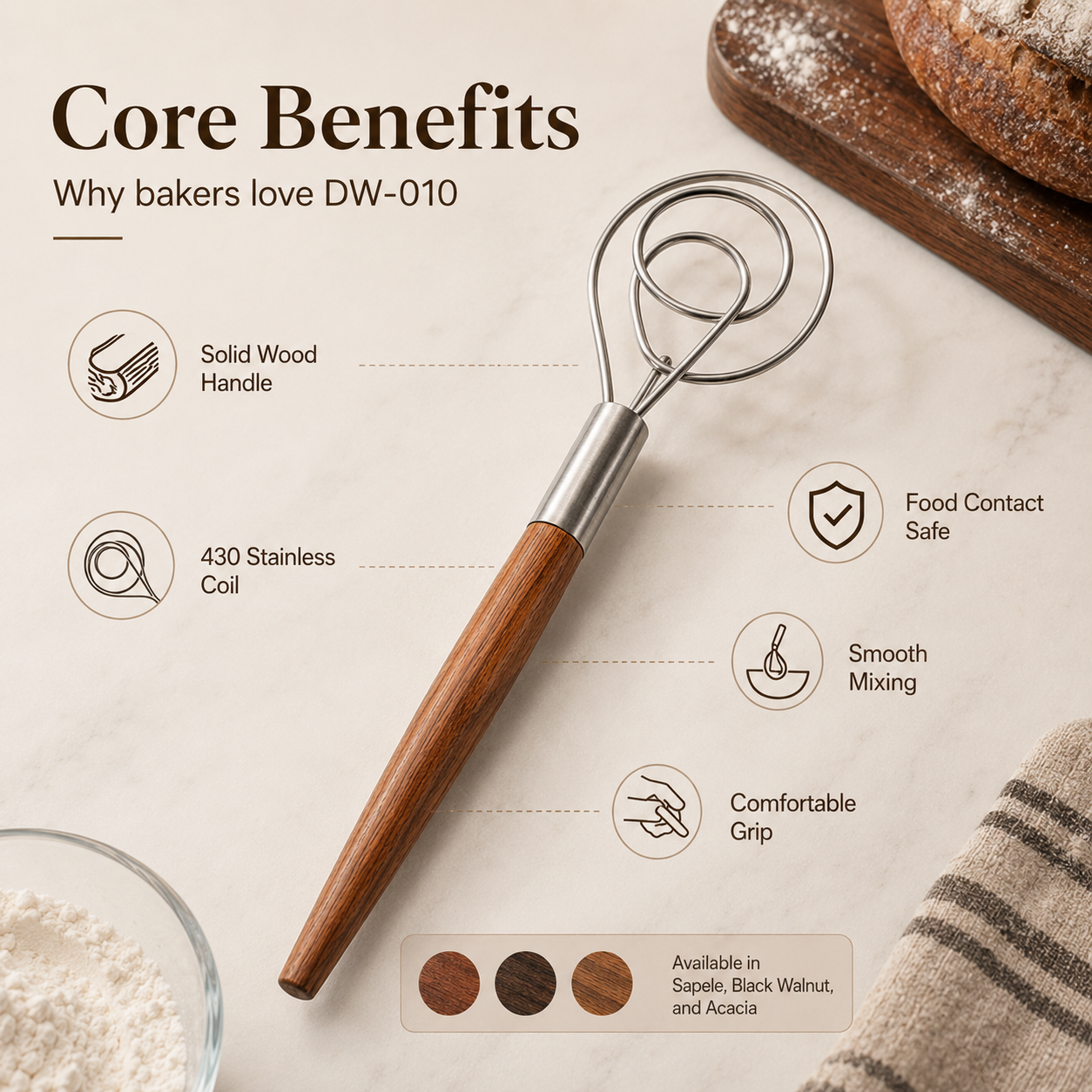 Wood Danish Dough Whisk