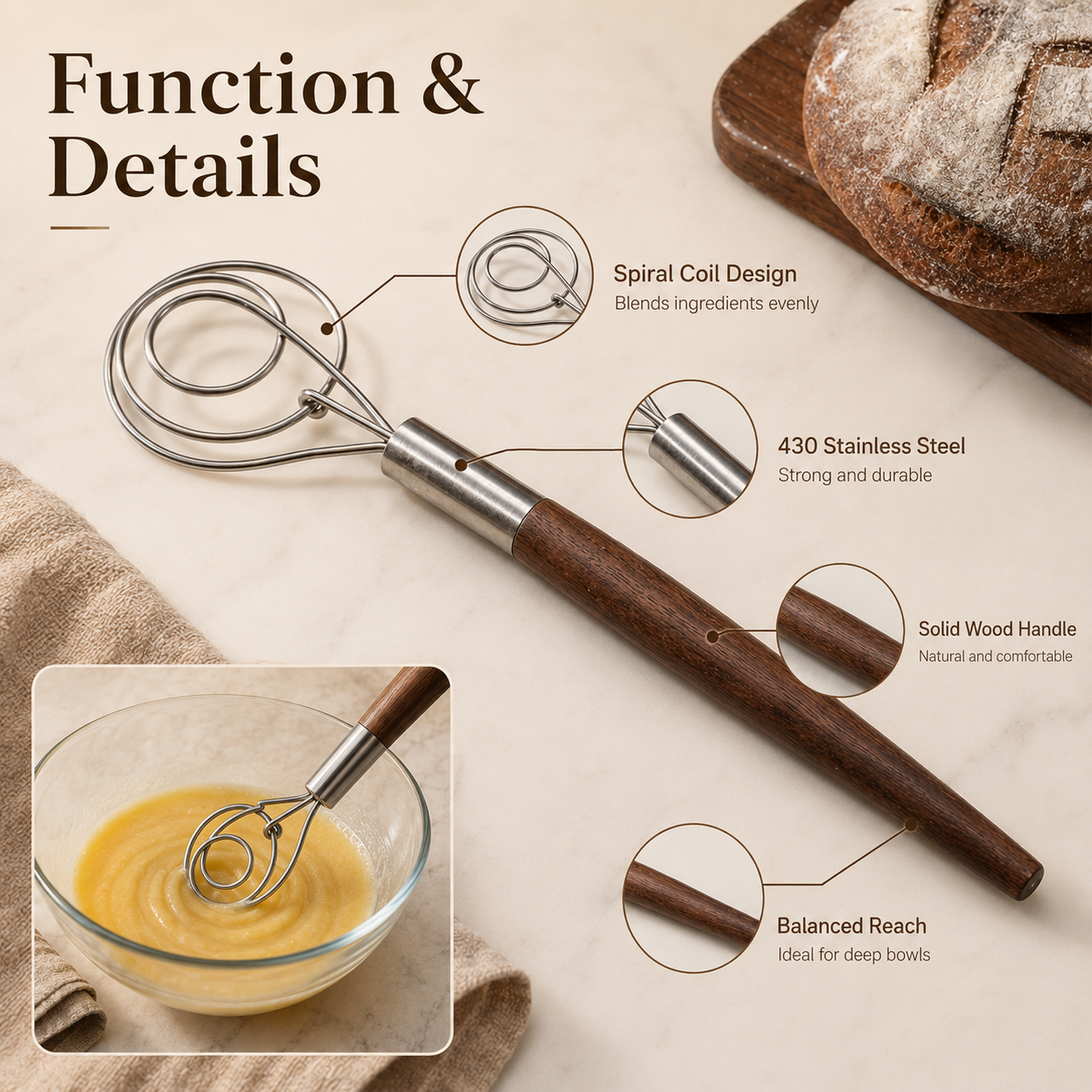 Wood Danish Dough Whisk