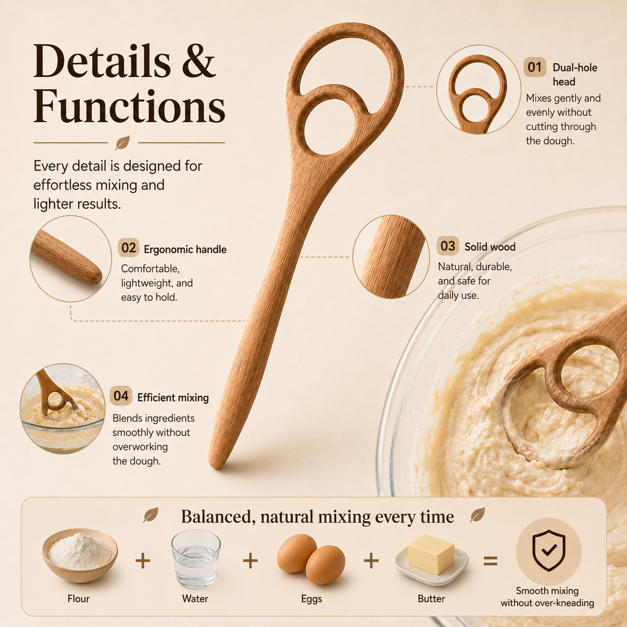 2 Pack Wooden Danish Dough Whisk