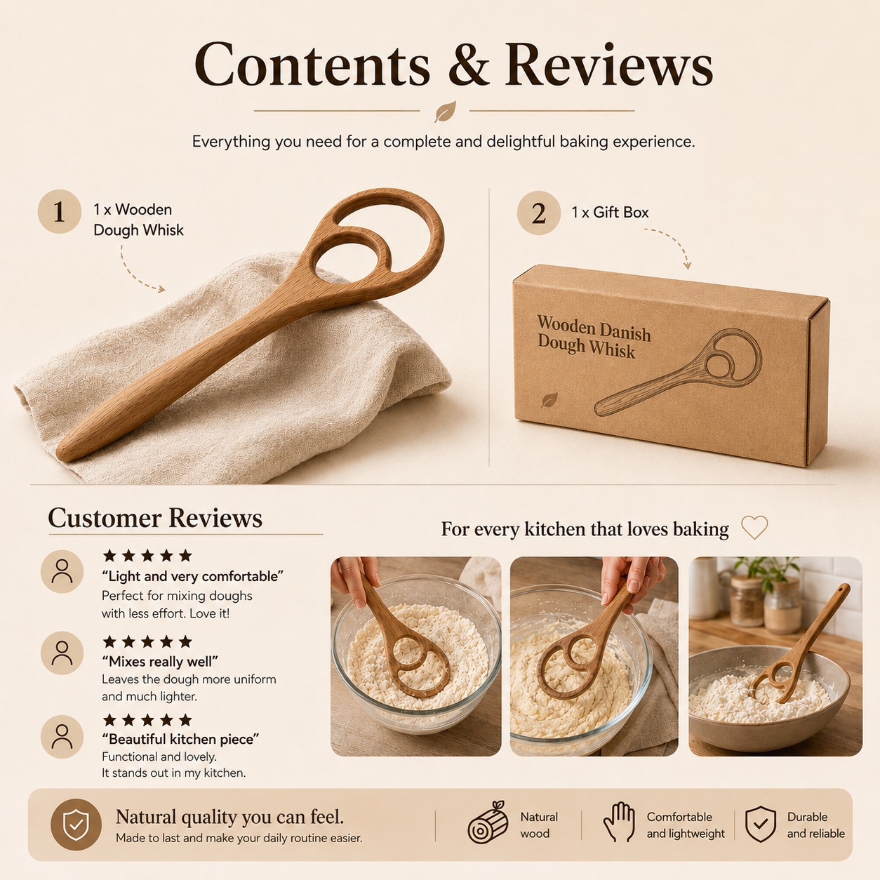 2 Pack Wooden Danish Dough Whisk