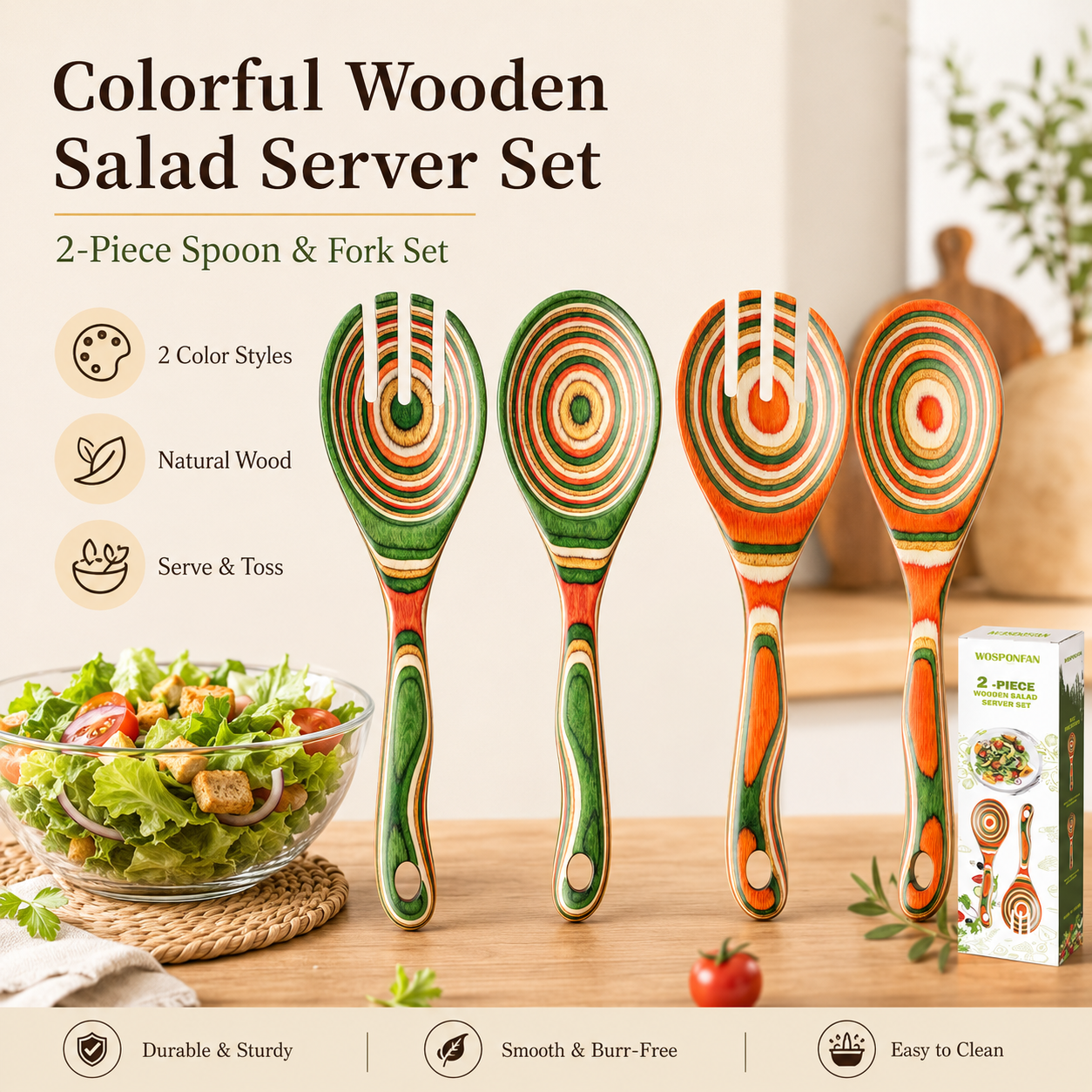 2-Piece Pakkawood Salad Servers