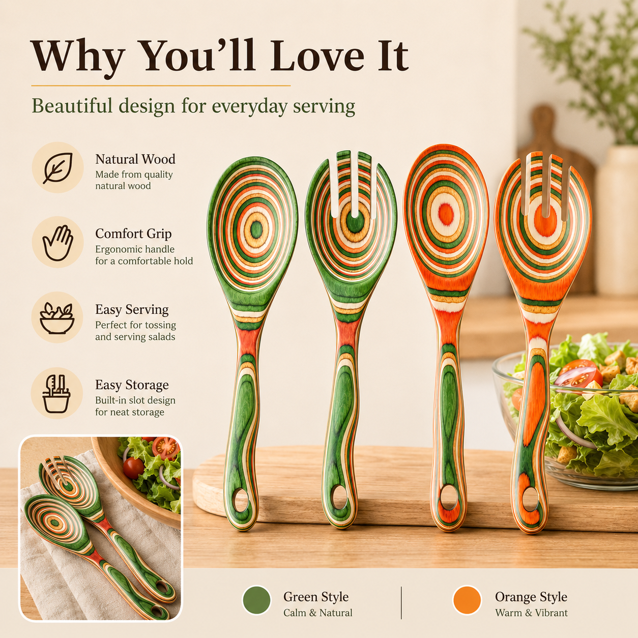 2-Piece Pakkawood Salad Servers