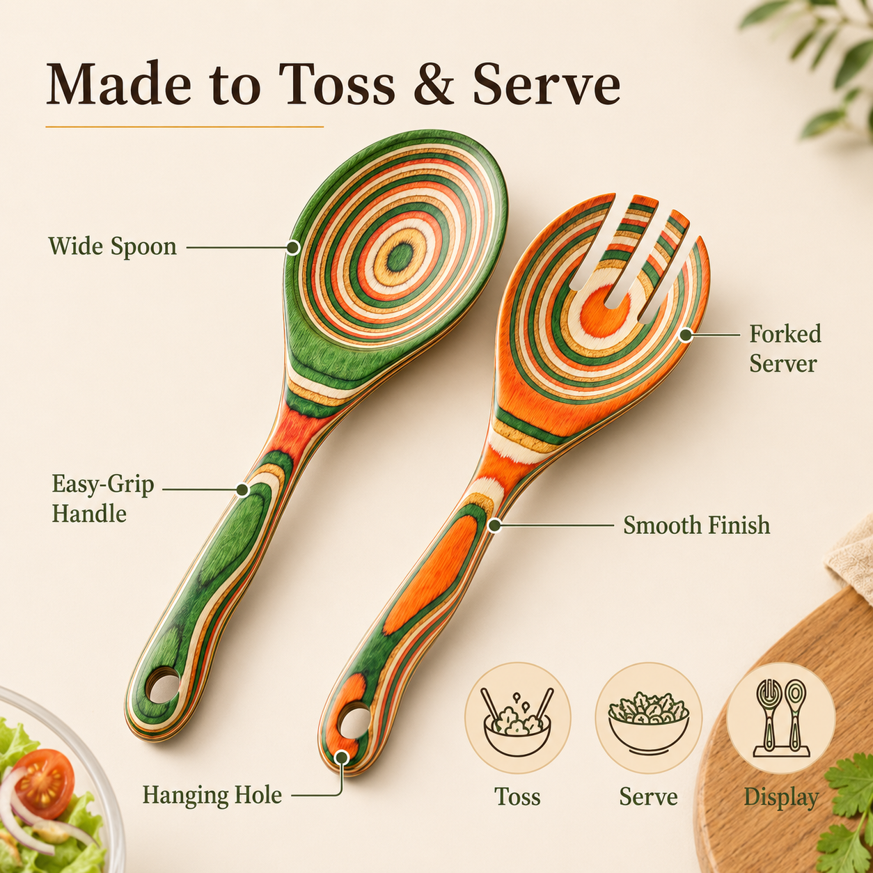 2-Piece Pakkawood Salad Servers