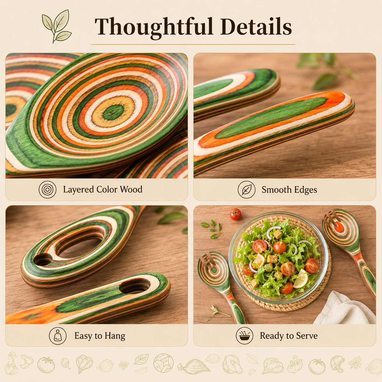 2-Piece Pakkawood Salad Servers