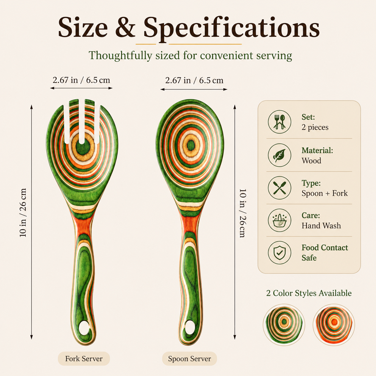 2-Piece Pakkawood Salad Servers