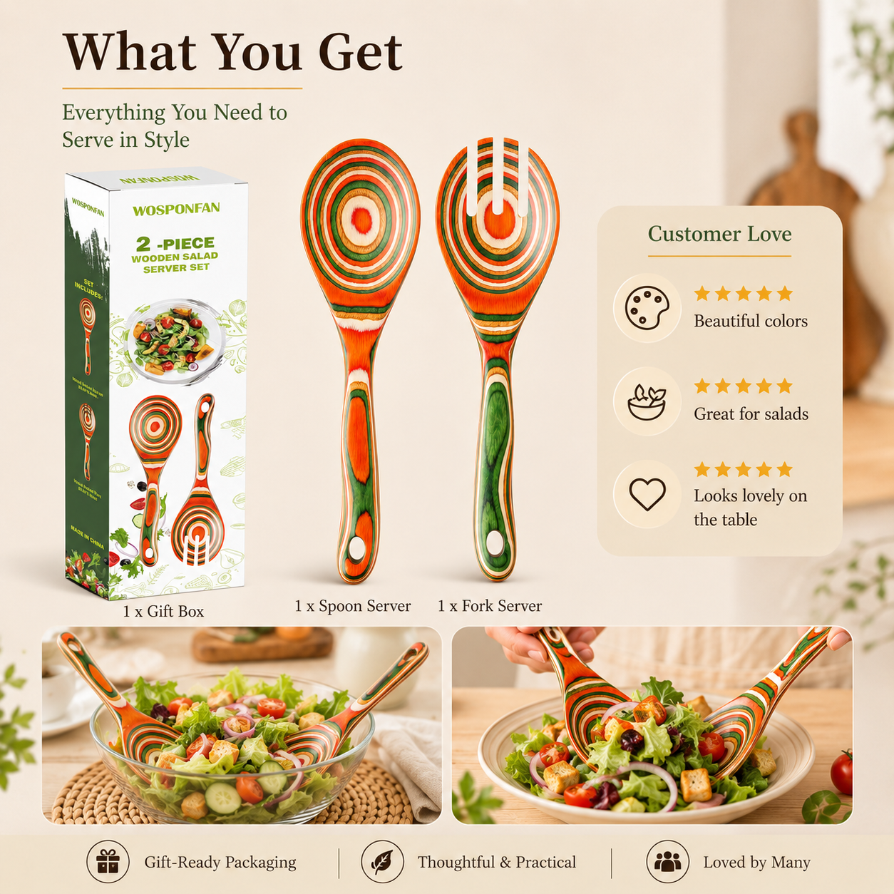 2-Piece Pakkawood Salad Servers