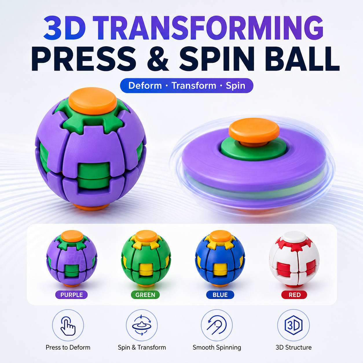 Transforming Press & Spin Fidget Ball