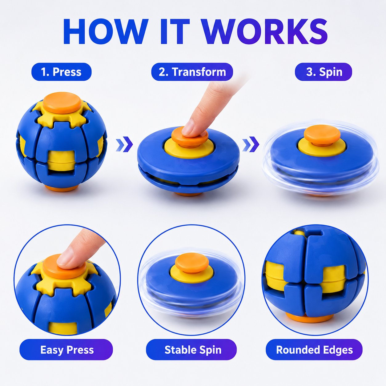 Transforming Press & Spin Fidget Ball