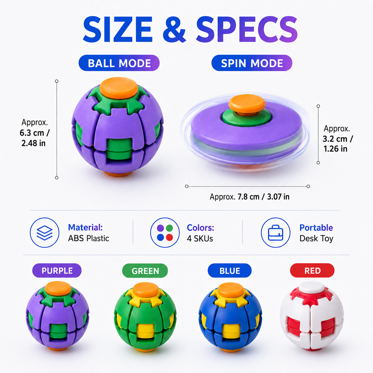 Transforming Press & Spin Fidget Ball