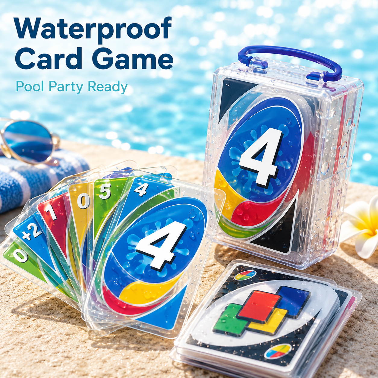 Waterproof Playing Cards, Clear PVC Card Game Set for Pool Games, 2 Pack