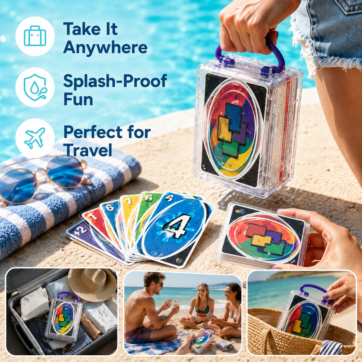 Waterproof Playing Cards, Clear PVC Card Game Set for Pool Games, 2 Pack