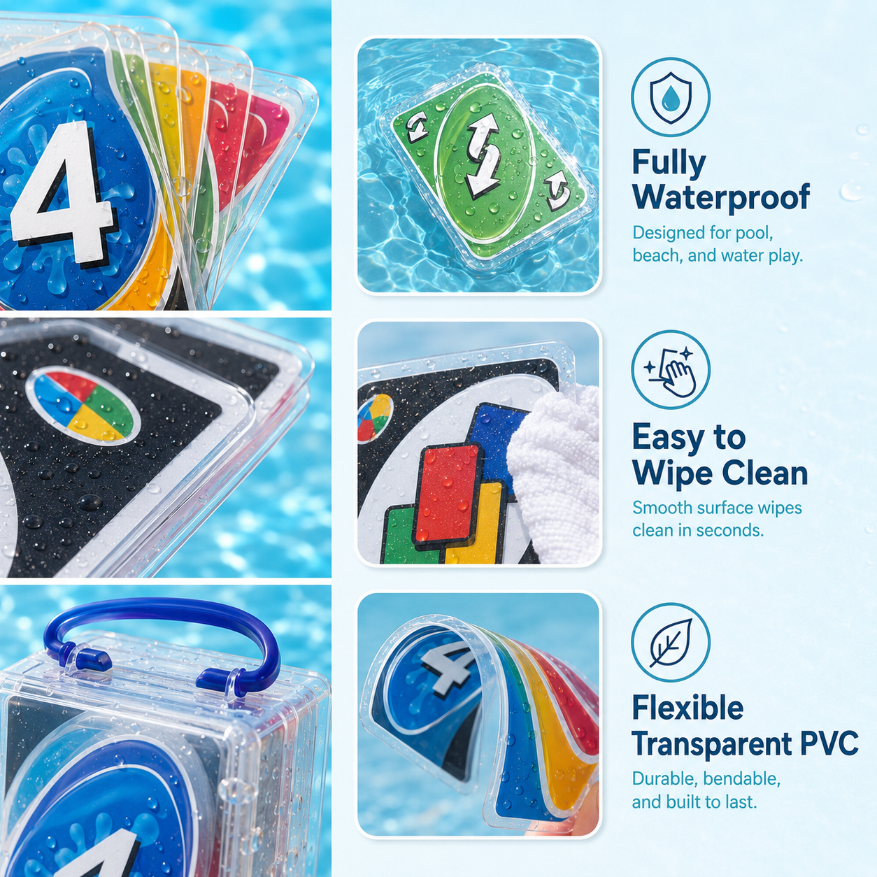 Waterproof Playing Cards, Clear PVC Card Game Set for Pool Games, 2 Pack