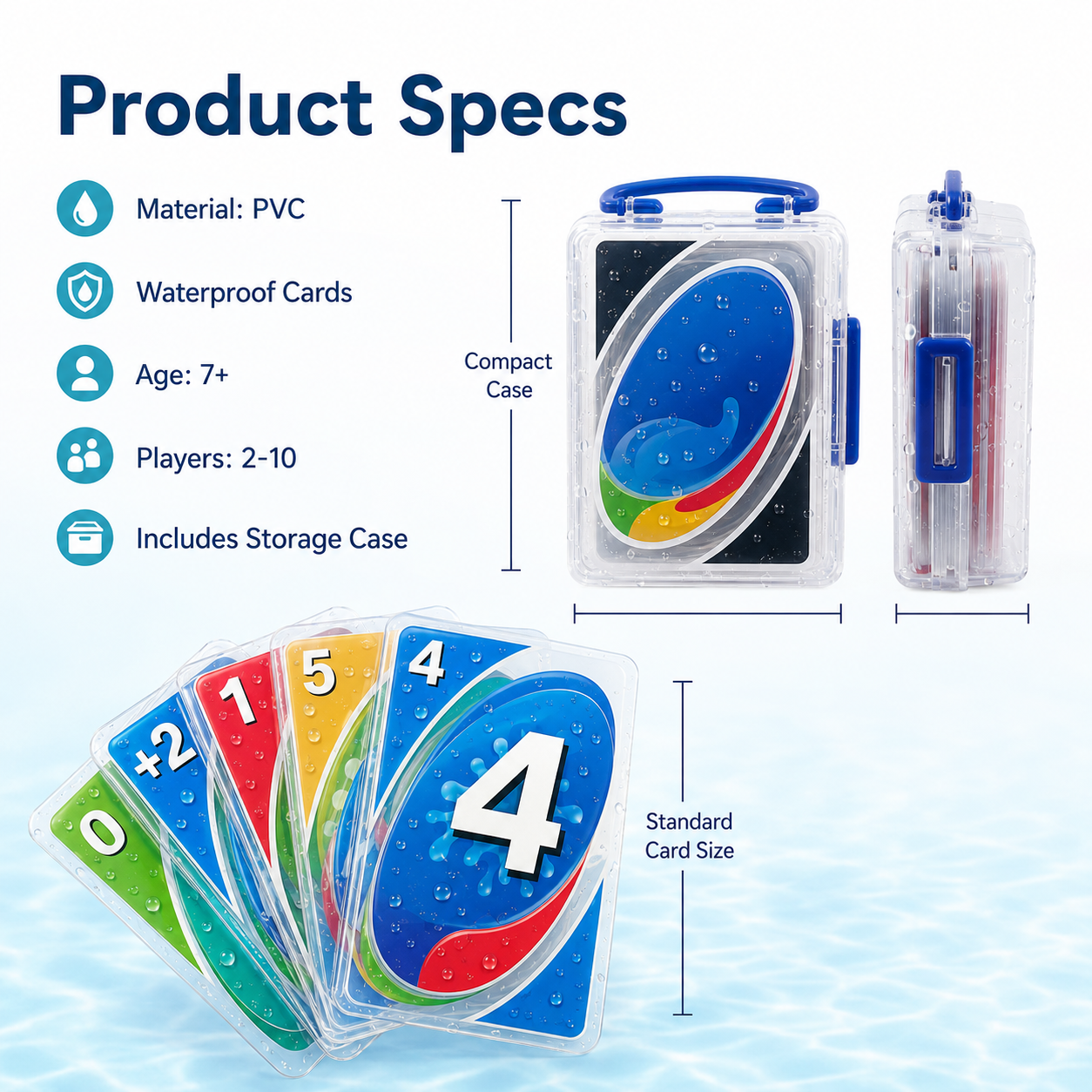 Waterproof Playing Cards, Clear PVC Card Game Set for Pool Games, 2 Pack