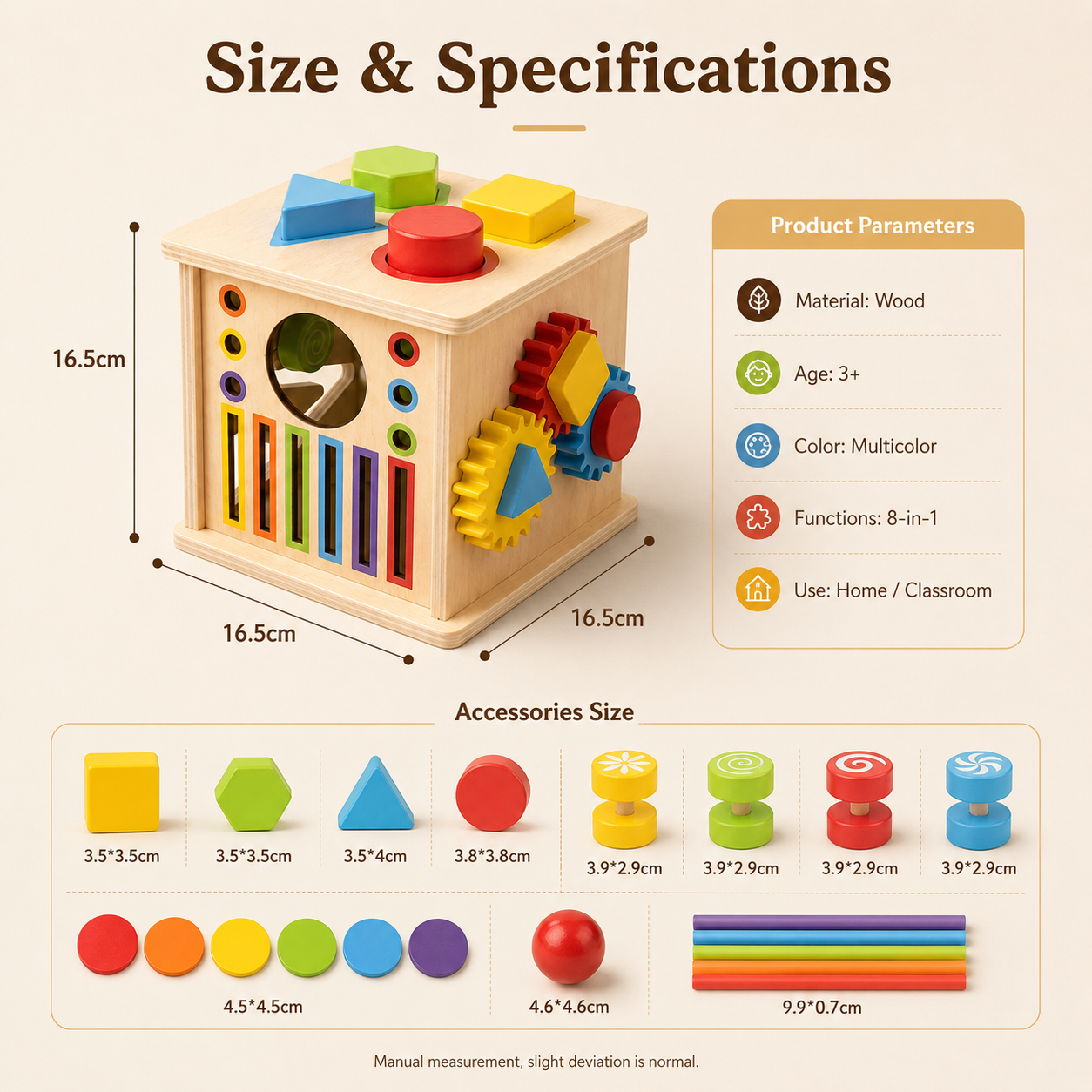 8-in-1 Wooden Montessori Busy Board & Shape Sorter Toy