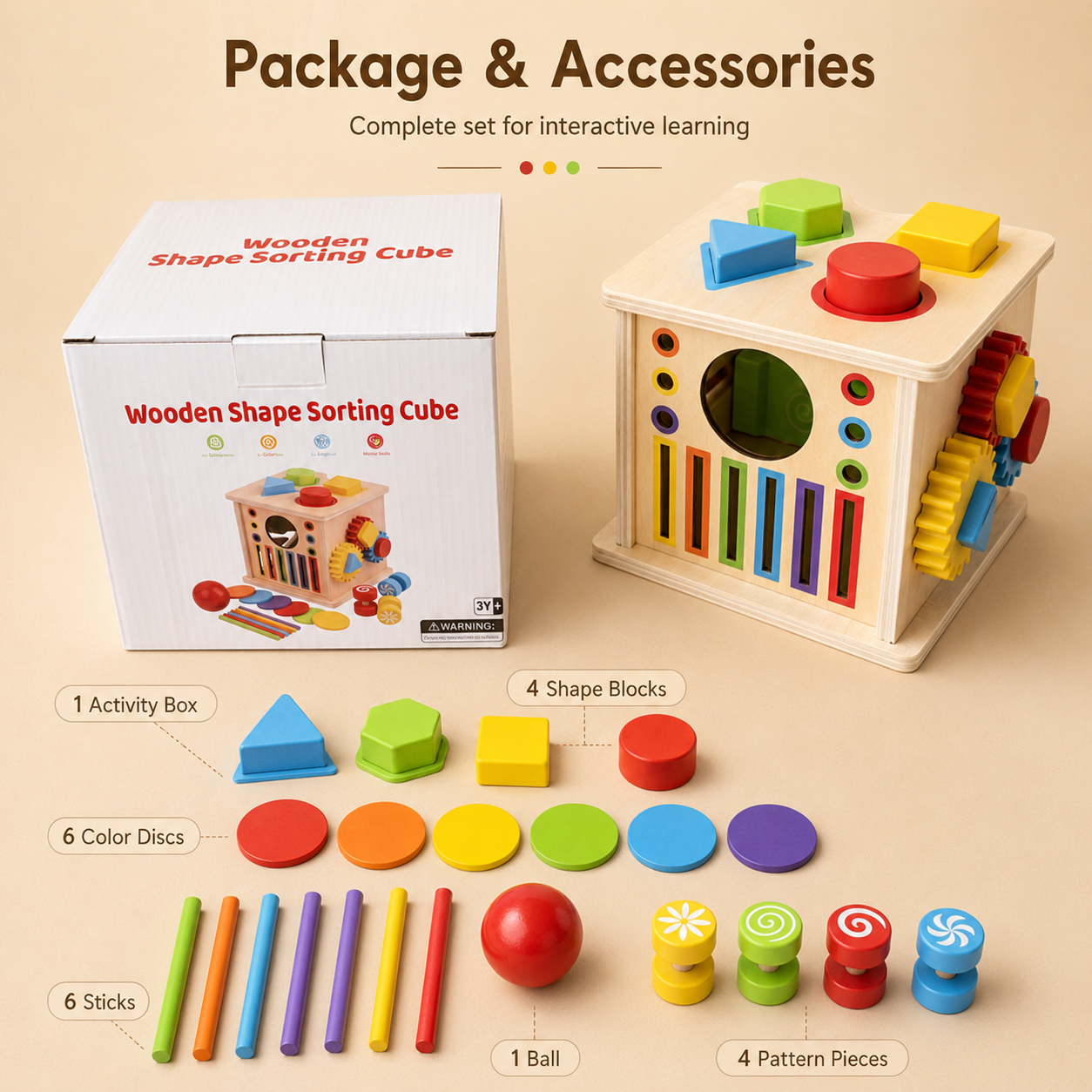 8-in-1 Wooden Montessori Busy Board & Shape Sorter Toy