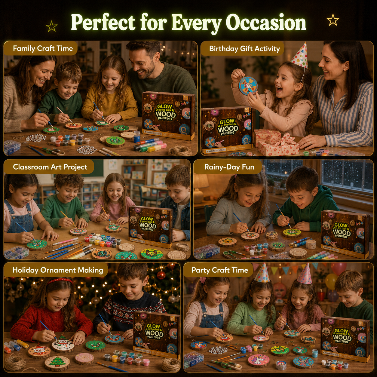 Glow in the Dark Wooden Painting Kit for Kids