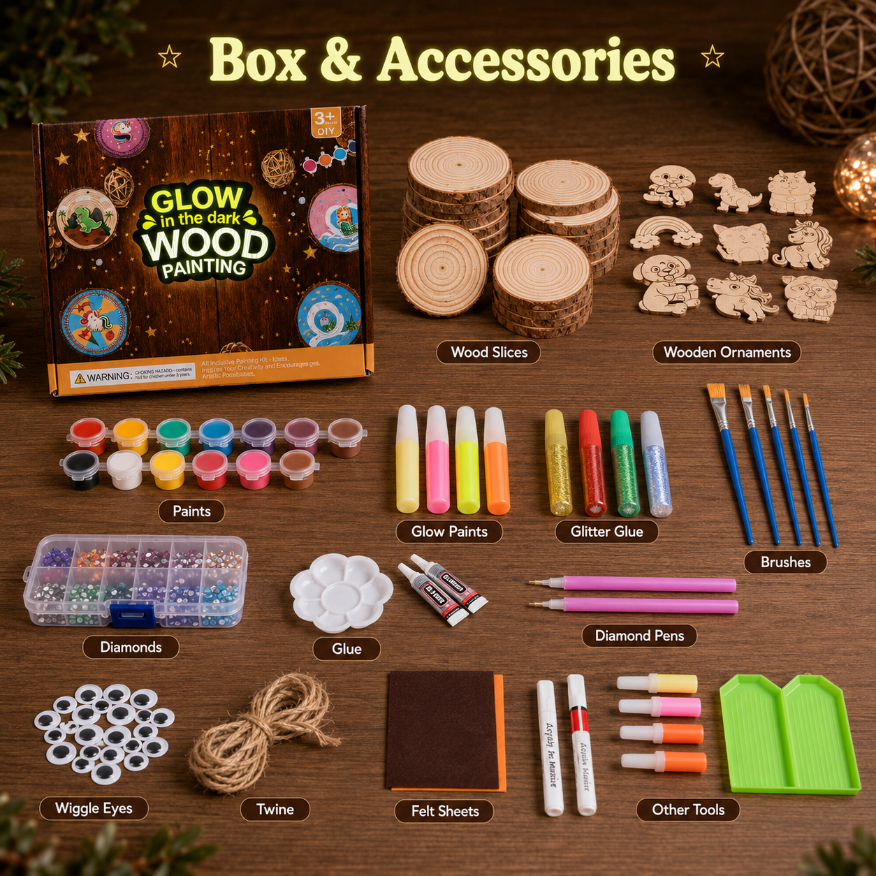 Glow in the Dark Wooden Painting Kit for Kids