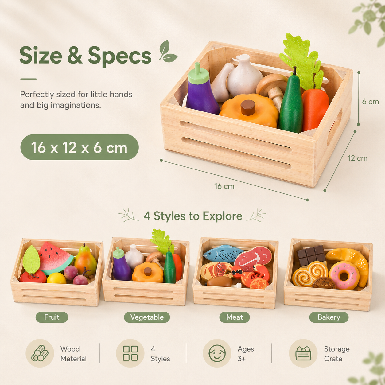 Montessori Wooden Play Food Set - Pretend Kitchen Toys | oakory