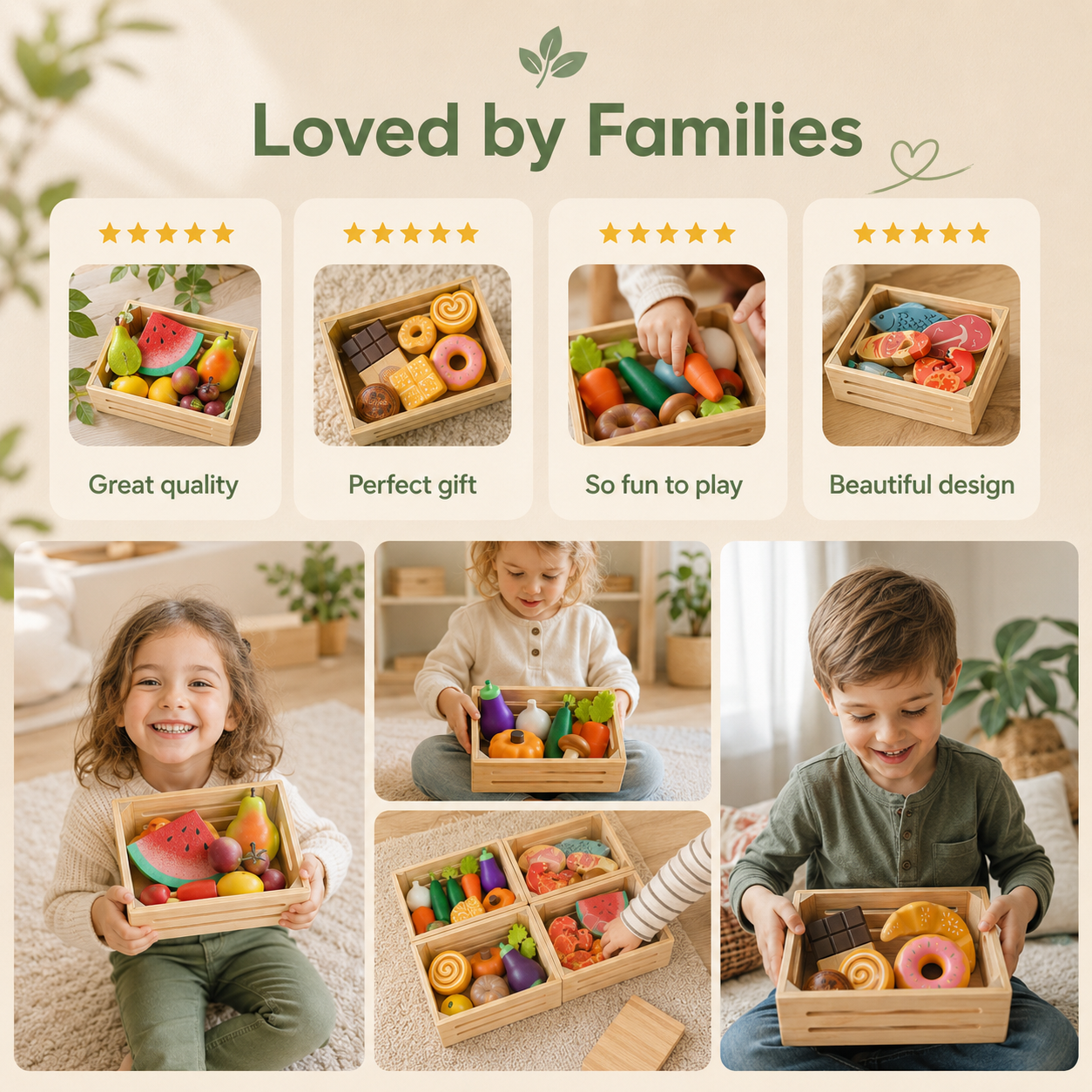 Montessori Wooden Play Food Set - Pretend Kitchen Toys | oakory