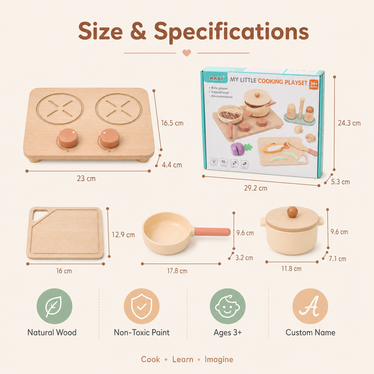 Personalized Wooden Play Kitchen Set for Kids