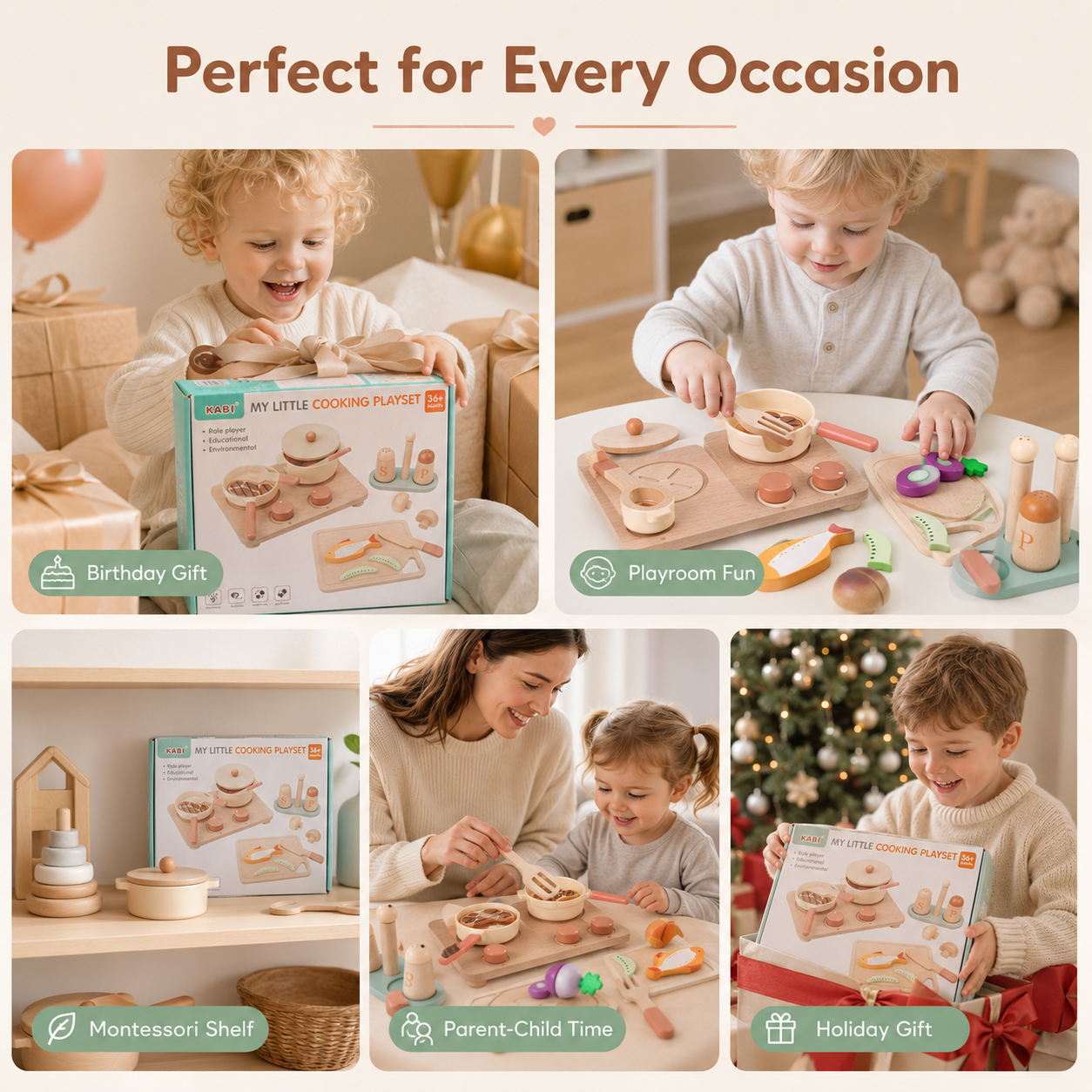 Personalized Wooden Play Kitchen Set for Kids