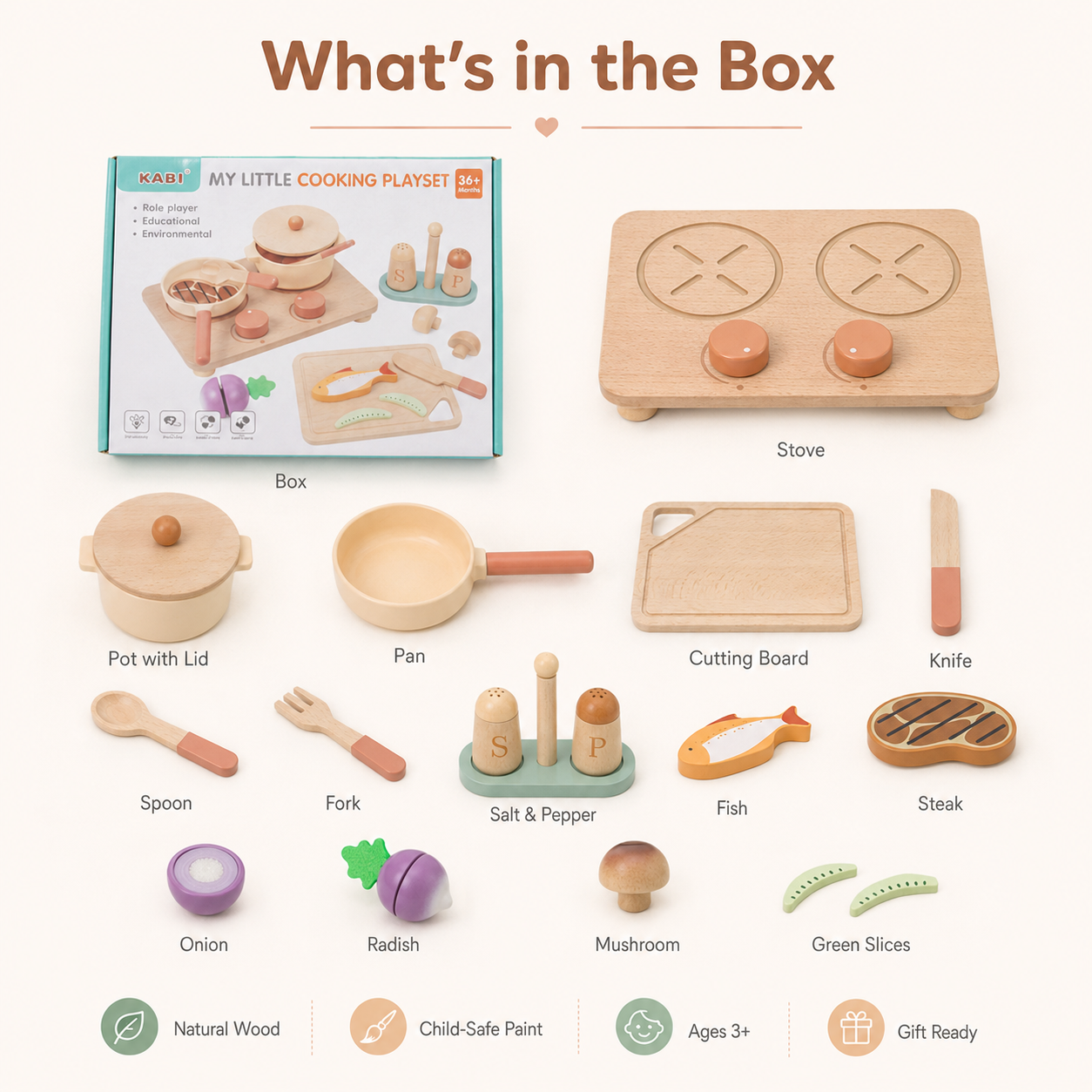 Personalized Wooden Play Kitchen Set for Kids