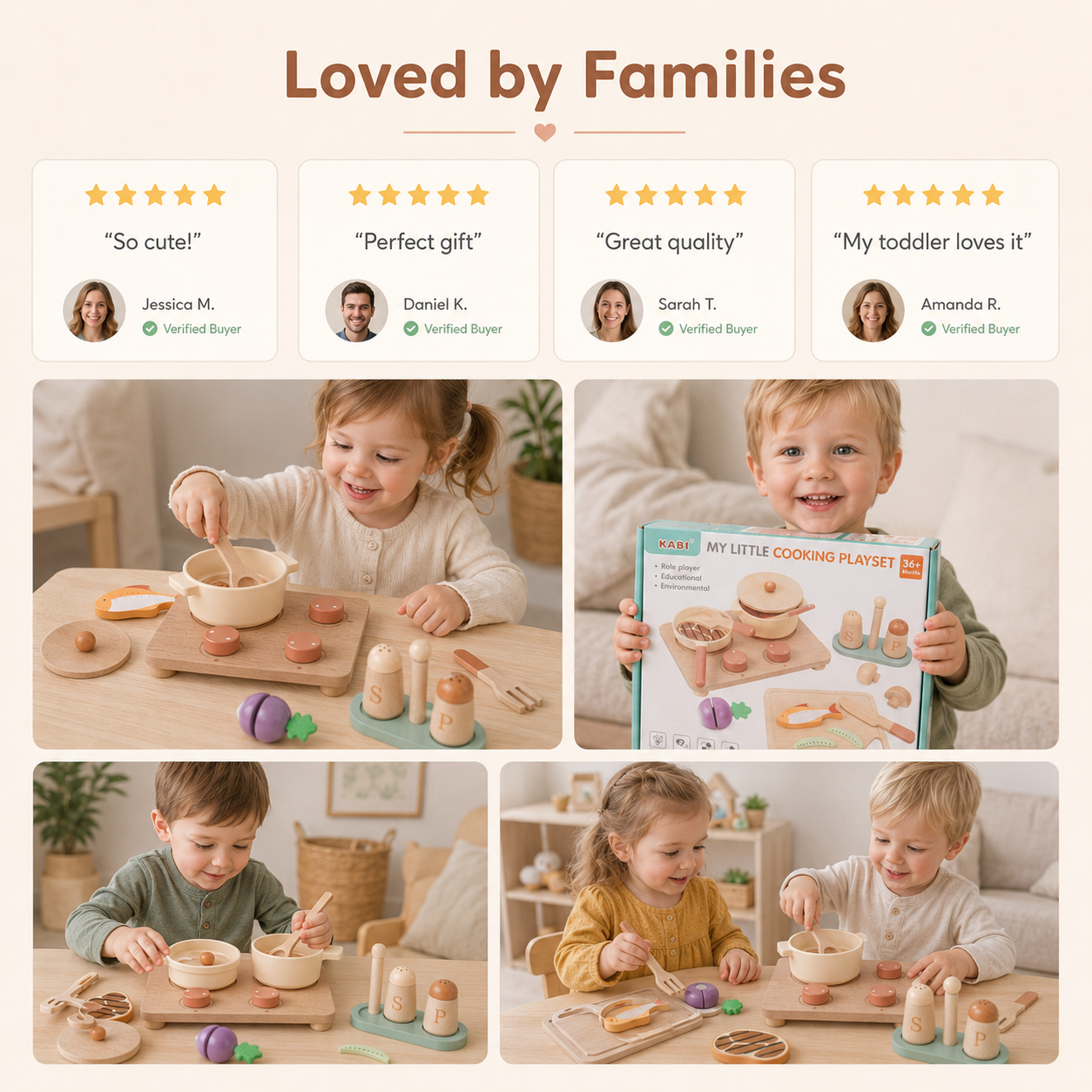 Personalized Wooden Play Kitchen Set for Kids