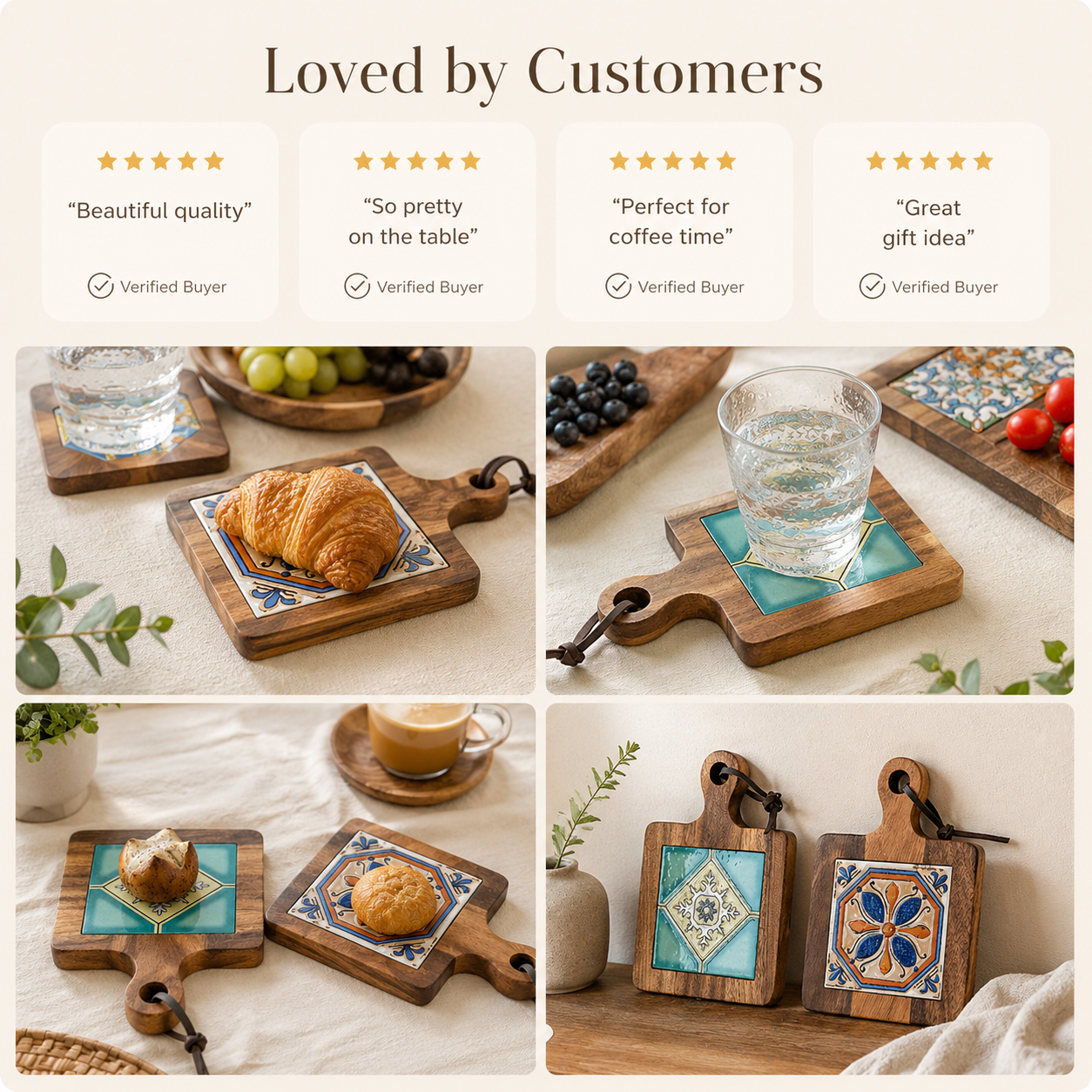 Nordic Vintage Wooden Tile Trivet