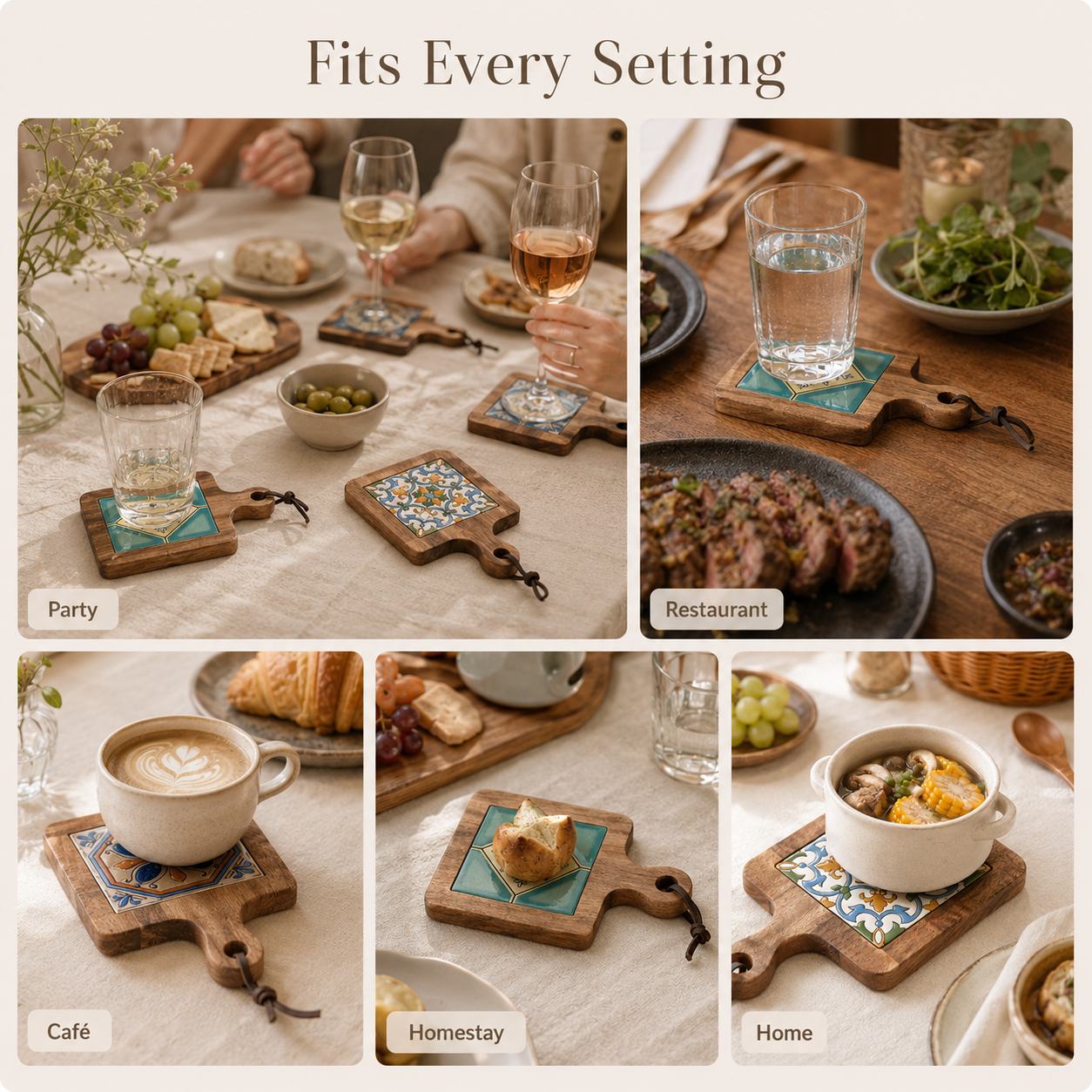 Nordic Vintage Wooden Tile Trivet