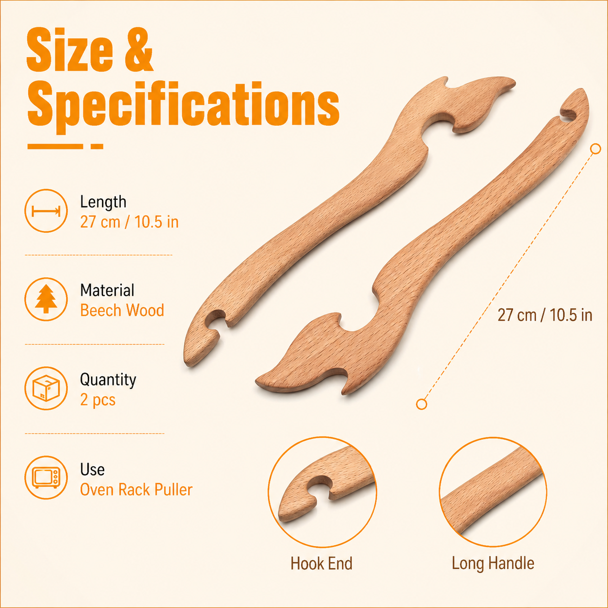 Wood Oven Rack Push Pull Tool