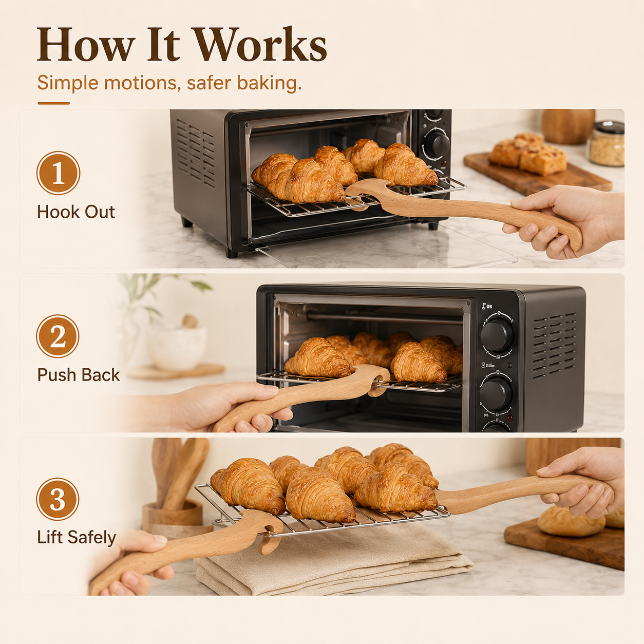 Wood Oven Rack Push Pull Tool