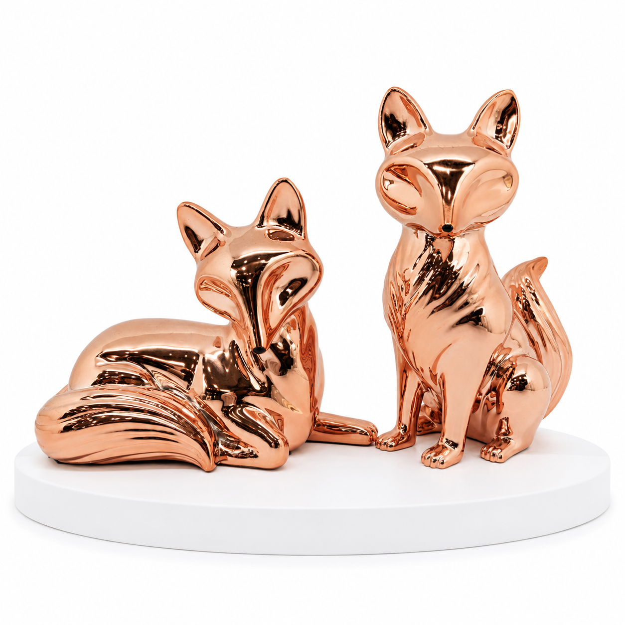 Rose Gold Fox Couple Ornament