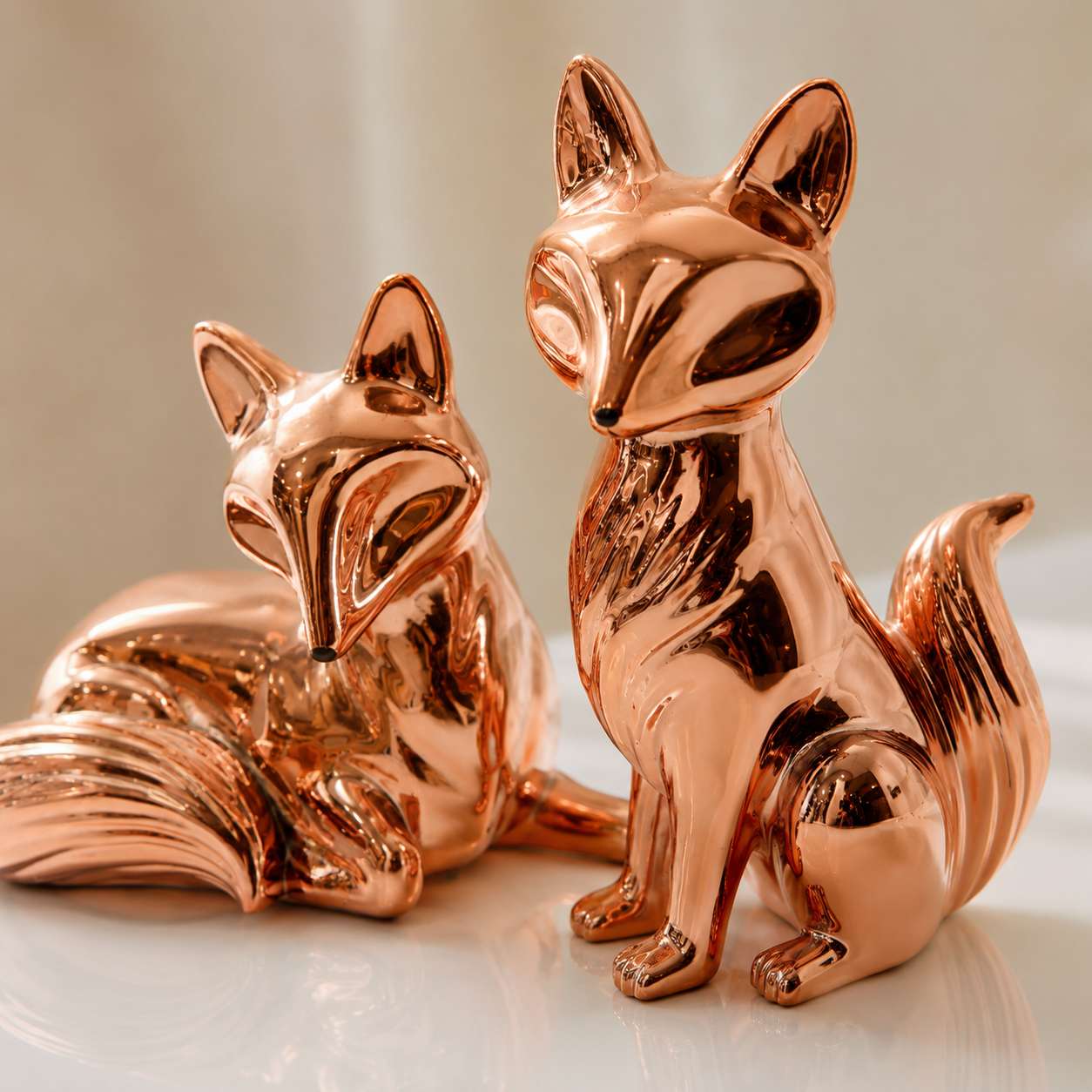 Rose Gold Fox Couple Ornament