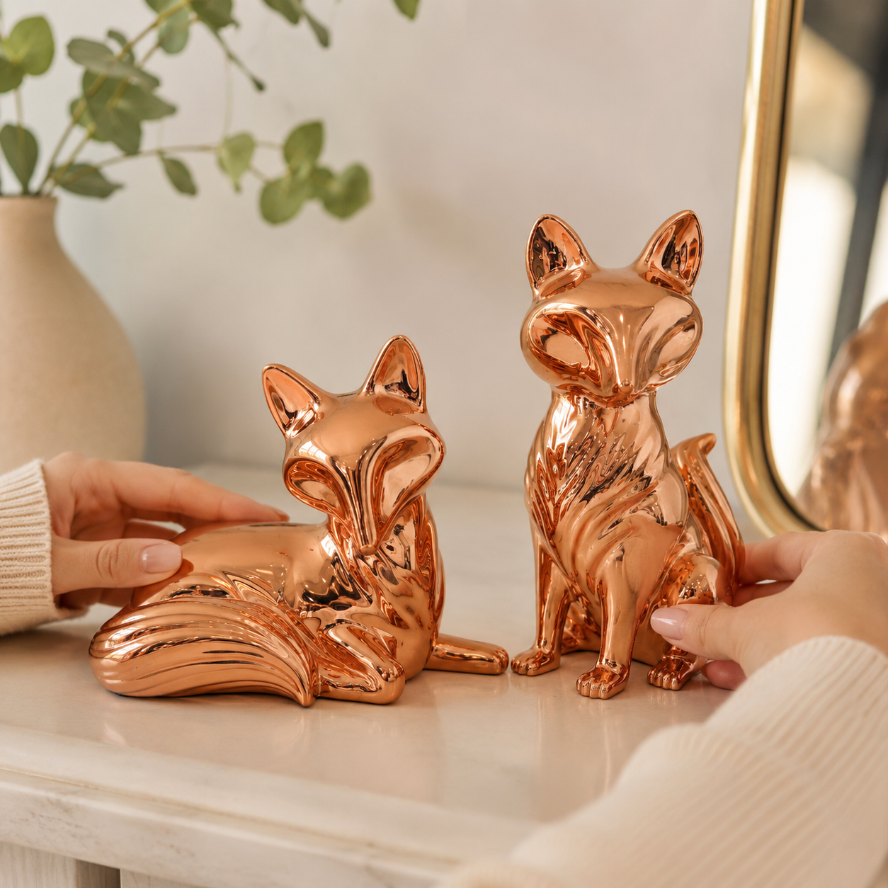 Rose Gold Fox Couple Ornament