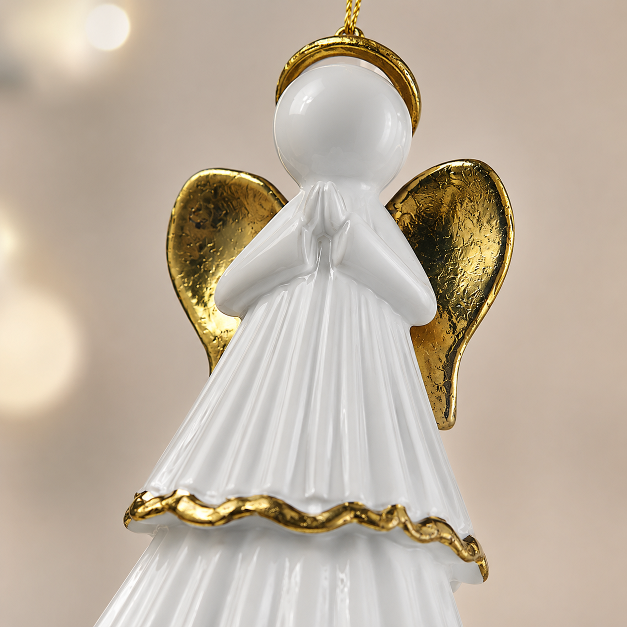 White Golden Angel Ornament