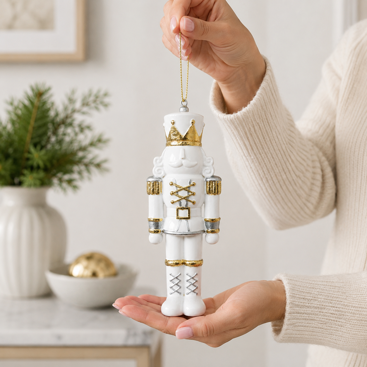 White Nutcracker Soldier Ornament