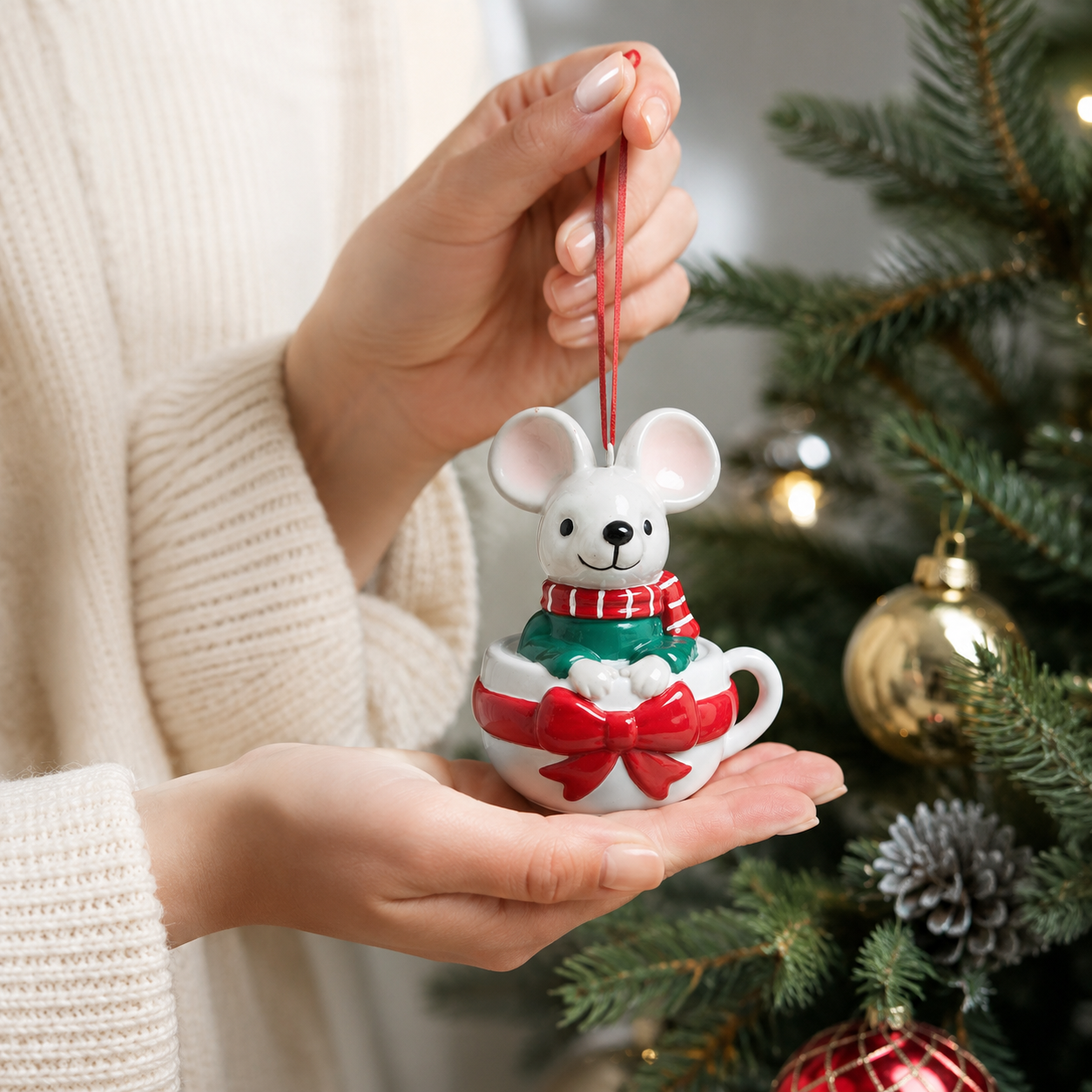 Mouse Tea Cup Ornament