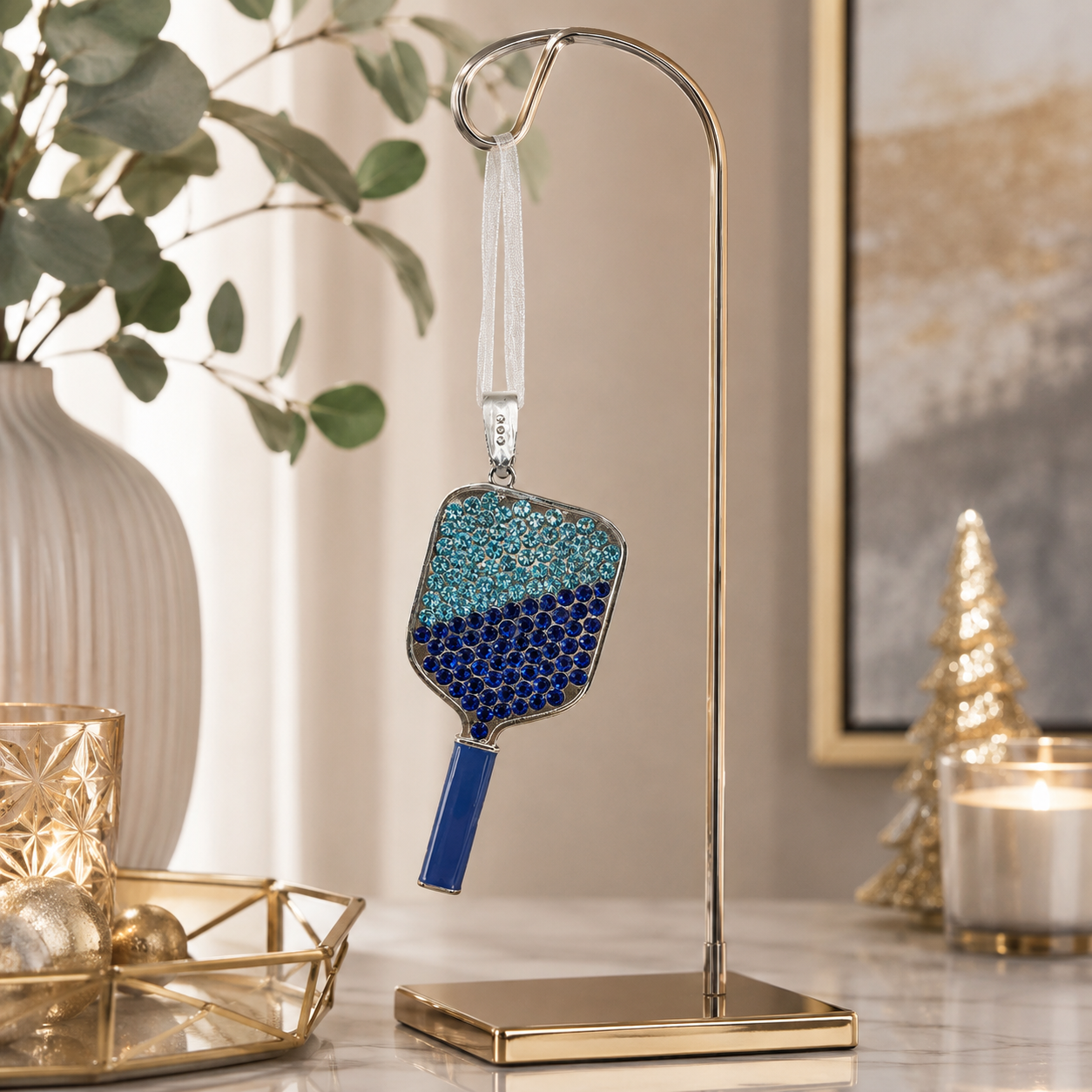 Blue Pickleball Ornament