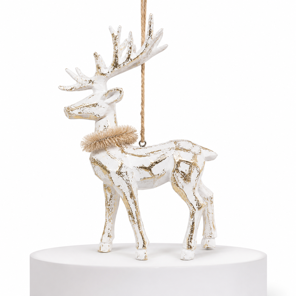 White Reindeer kneel Ornament