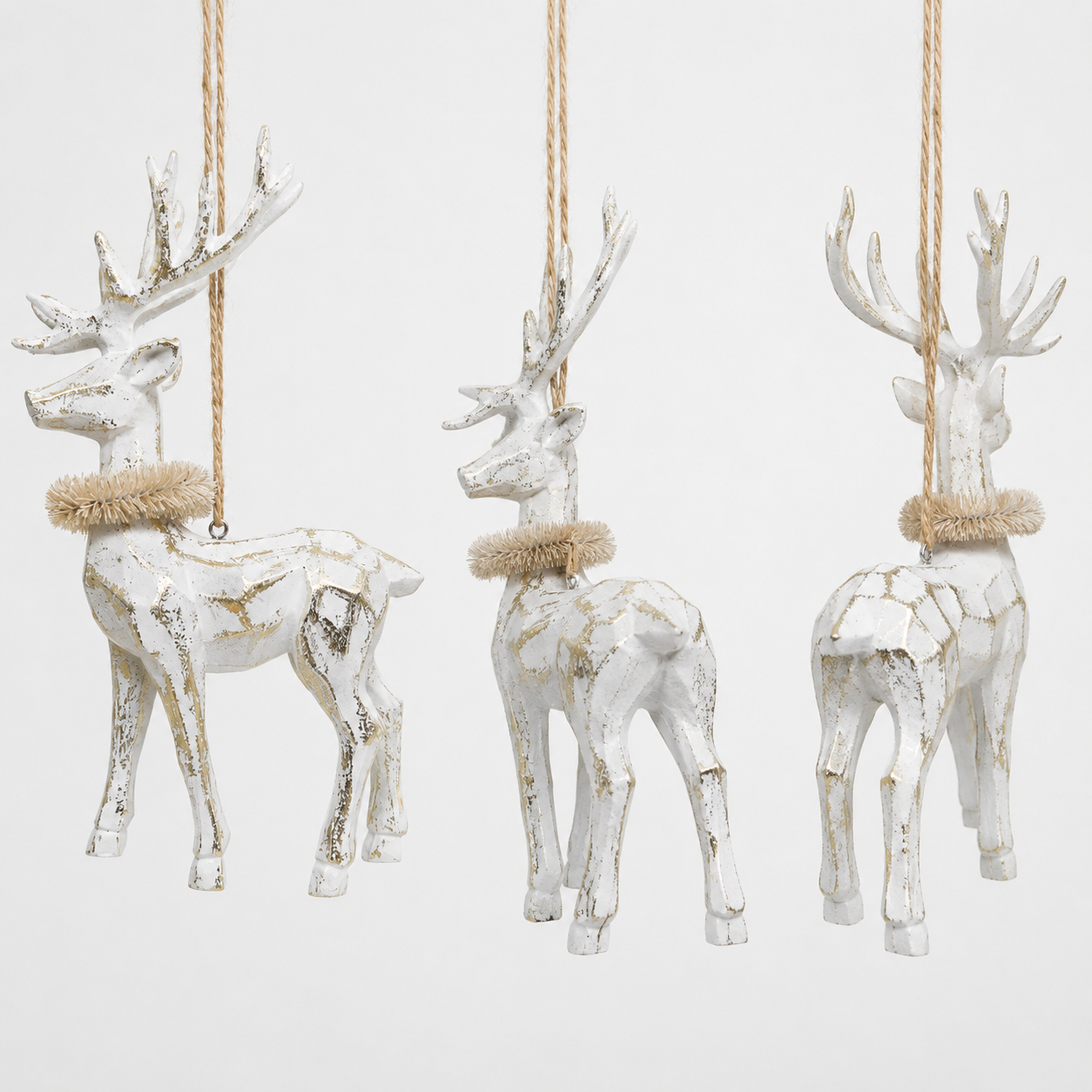White Reindeer kneel Ornament