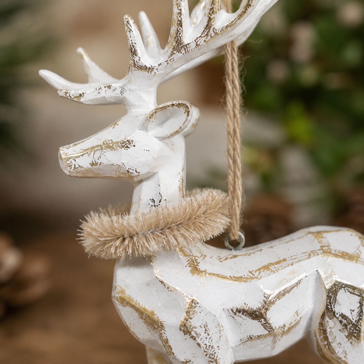 White Reindeer kneel Ornament