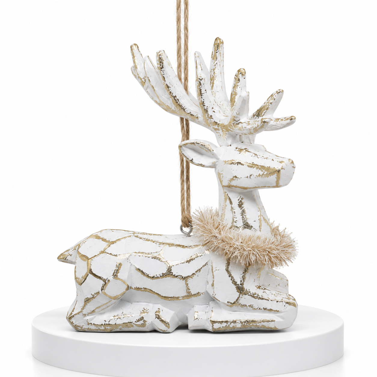White Reindeer stand Ornament